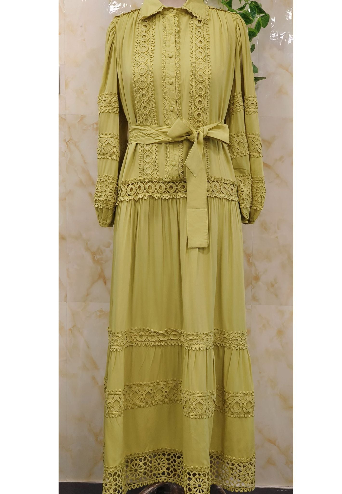 Summer Dress detailed Lace High Collar Maxi Dresses