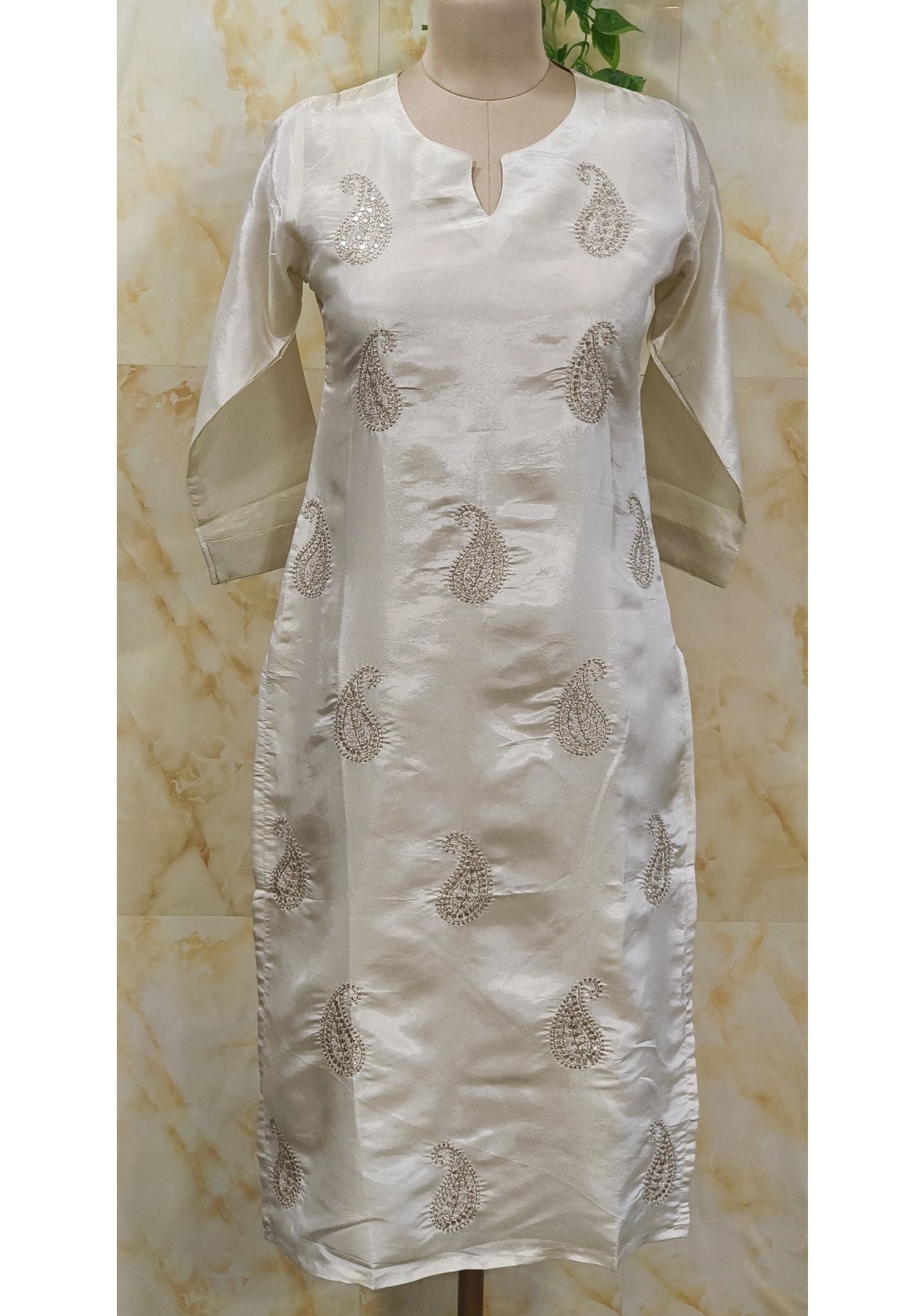 Simmer Tissue  Sequence Embroidery Only kurti-07724