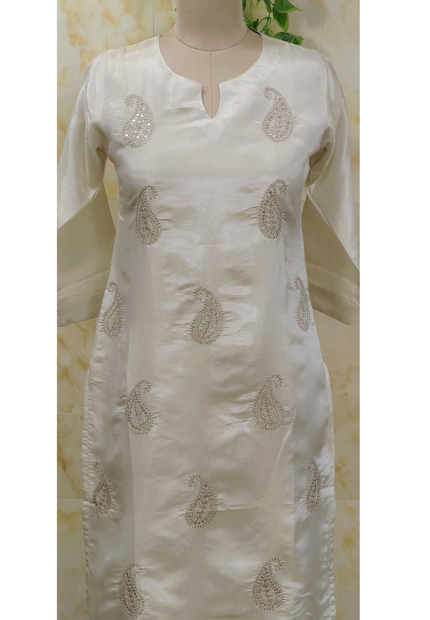 Simmer Tissue  Sequence Embroidery Only kurti-07724