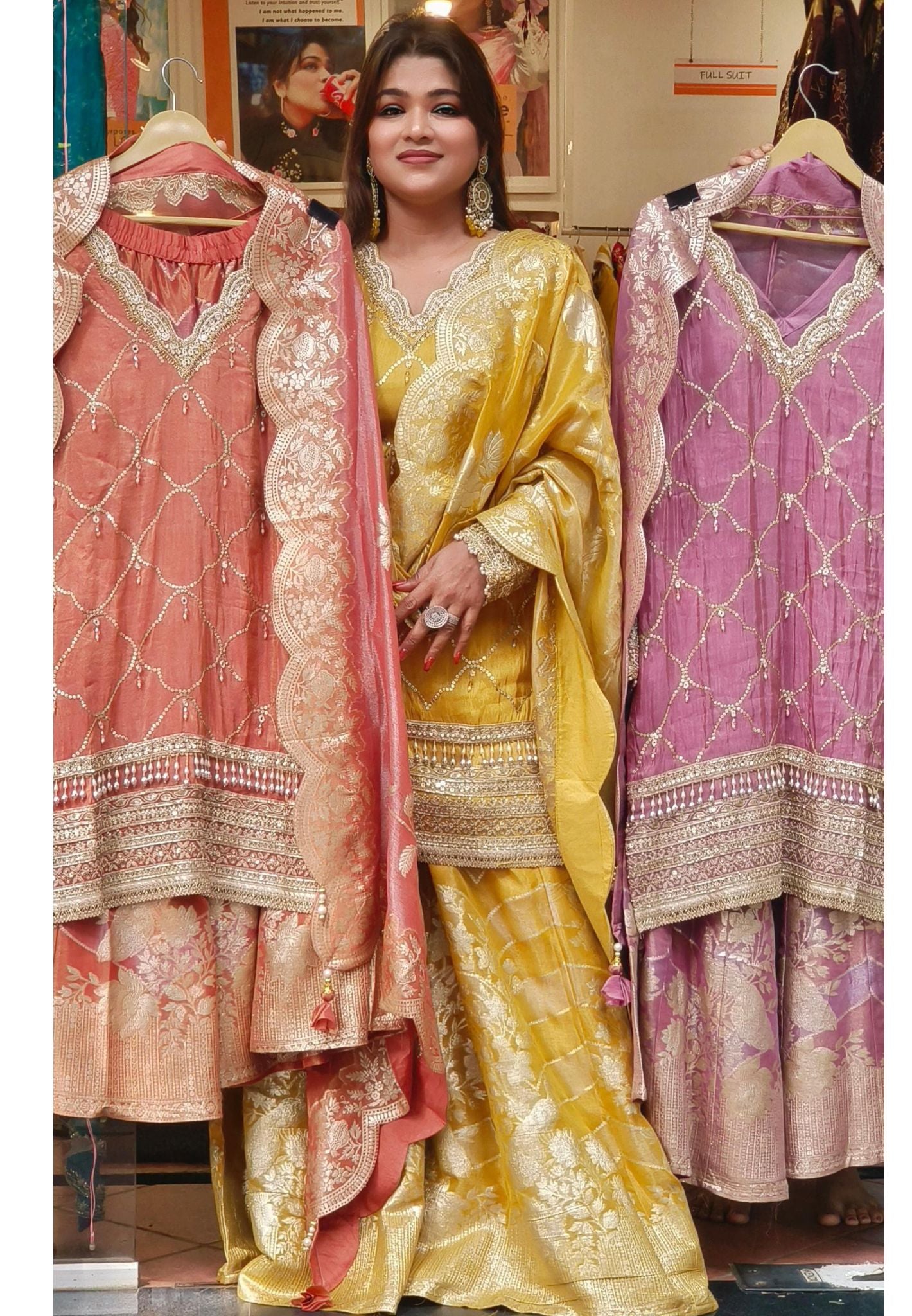 Heavy Shimmer Tissue Gotta Top with Loose palazzo With Heavy Dupatta