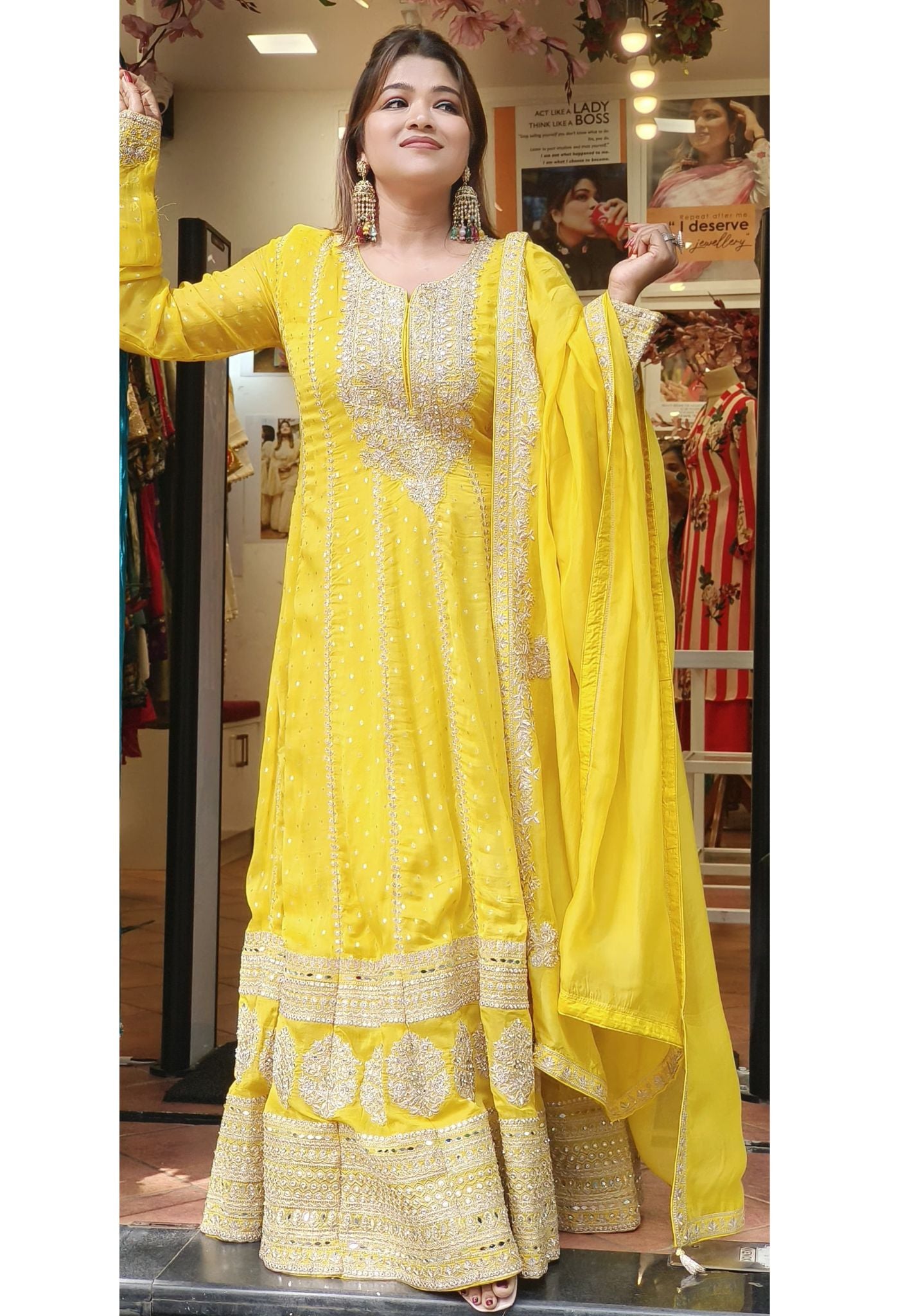 Beautiful Floor Length Heavy Designer organza Embroidered Anarkali with Embroidered Dupatta And Chudipant-06782