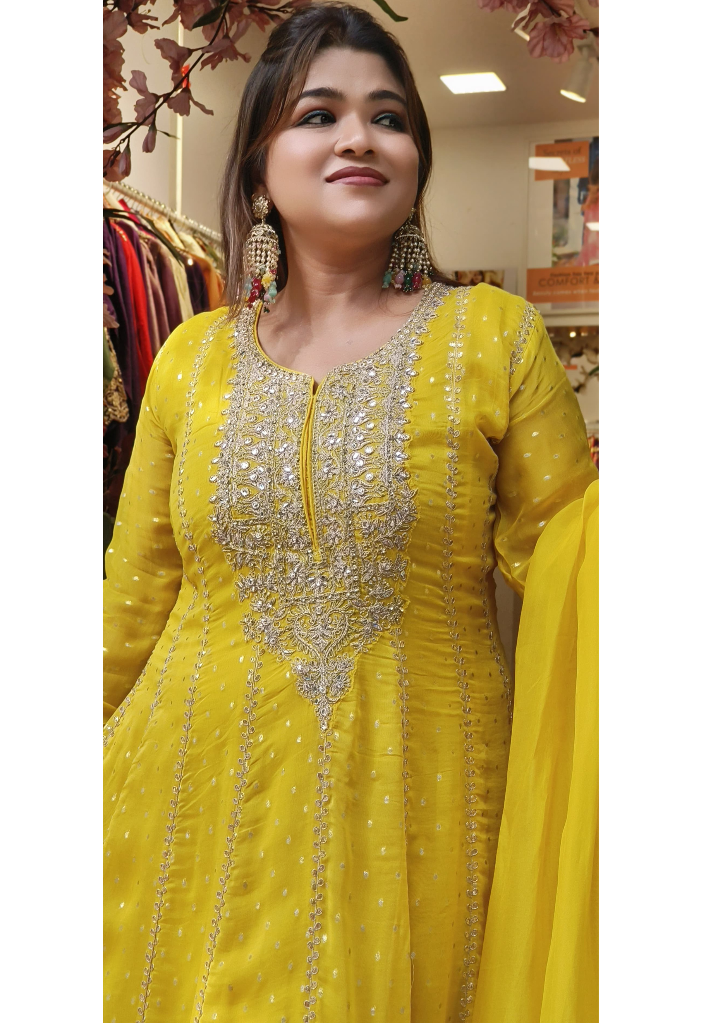 Beautiful Floor Length Heavy Designer organza Embroidered Anarkali with Embroidered Dupatta And Chudipant-06782