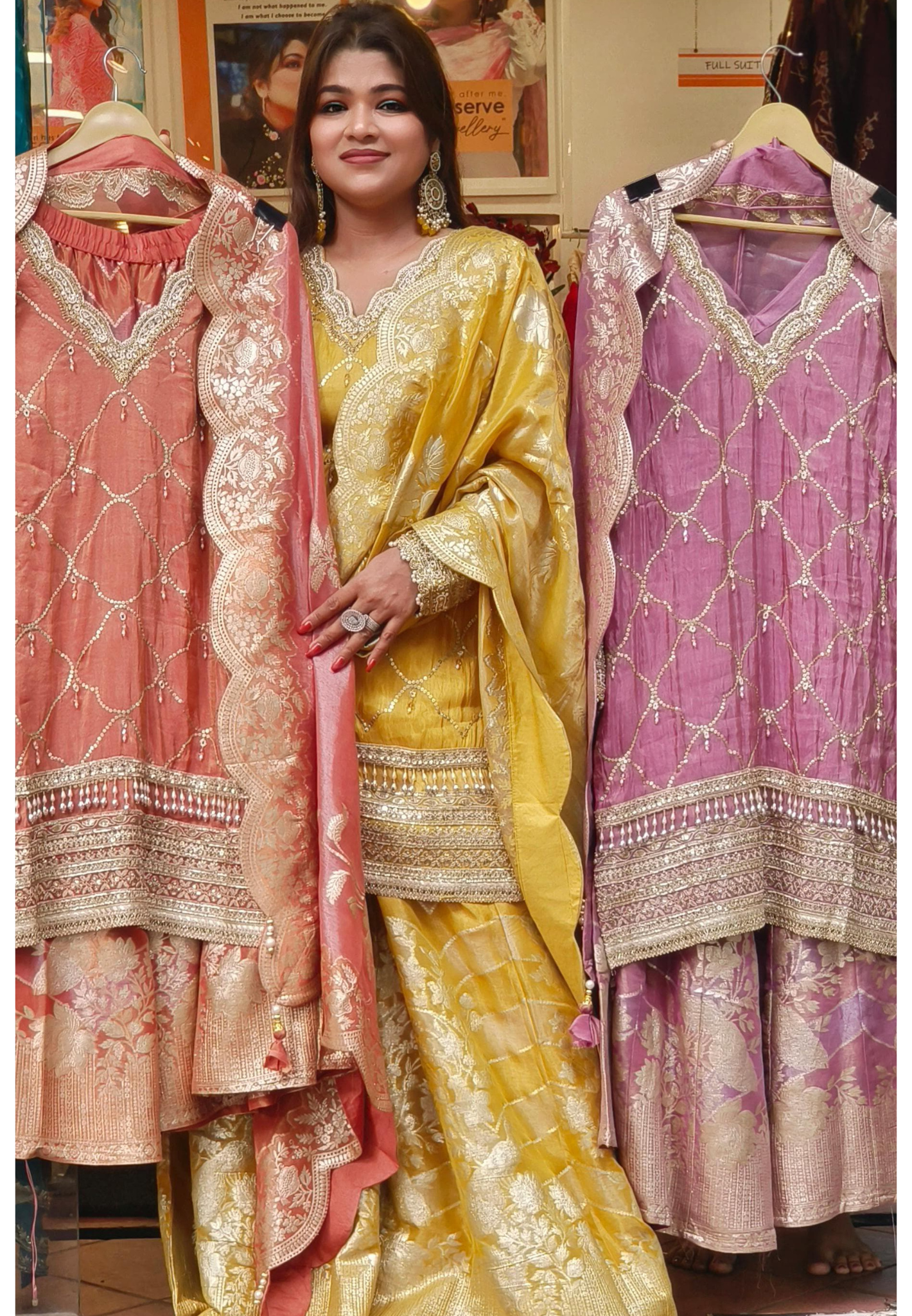 Heavy Shimmer Tissue Gotta Top with Loose palazzo With Heavy Dupatta