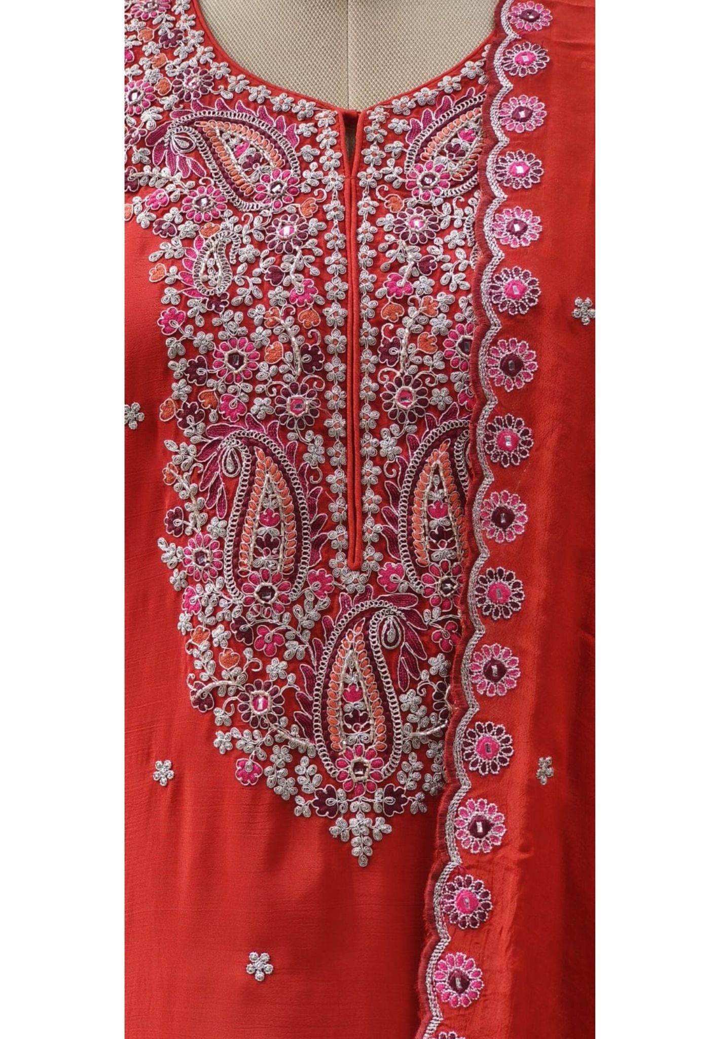 Party wear Zari Embroidered Rust shade Kurta with embroidered Sharara Sets-