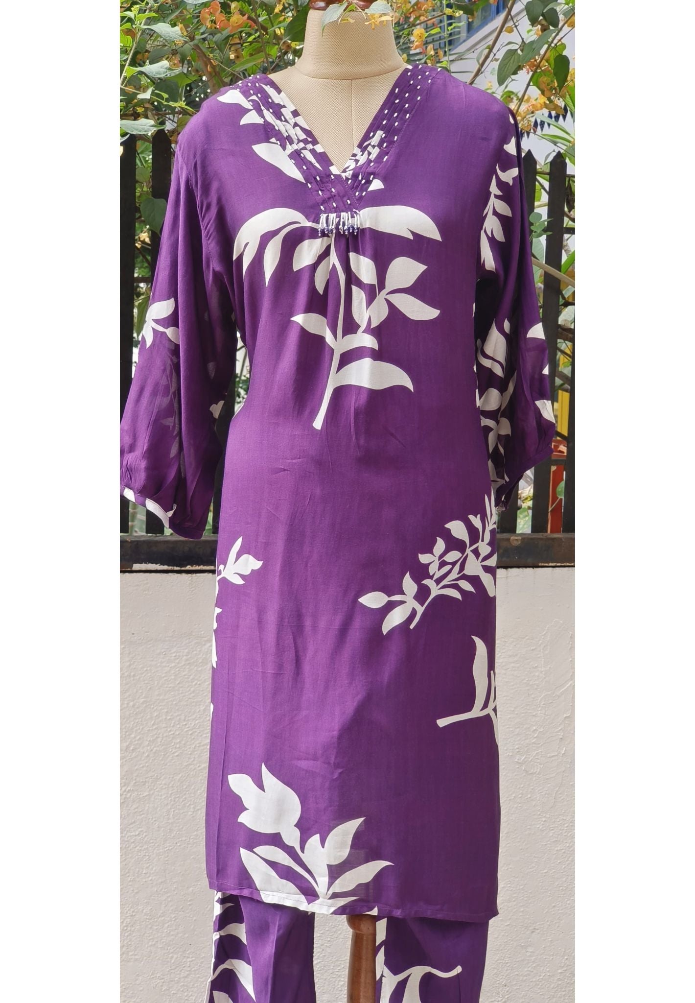 Muslin Floral print kurta with Pant-07802-803