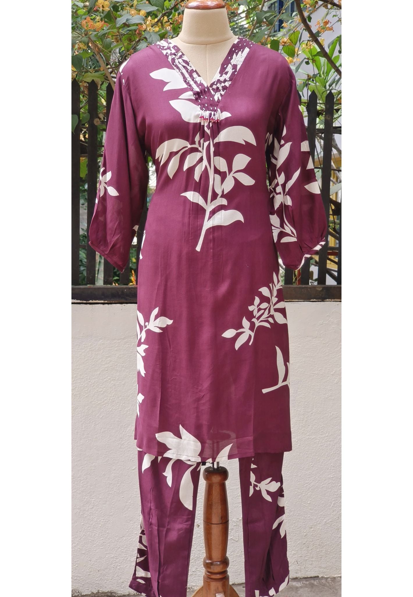 Muslin Floral print kurta with Pant-07802-803
