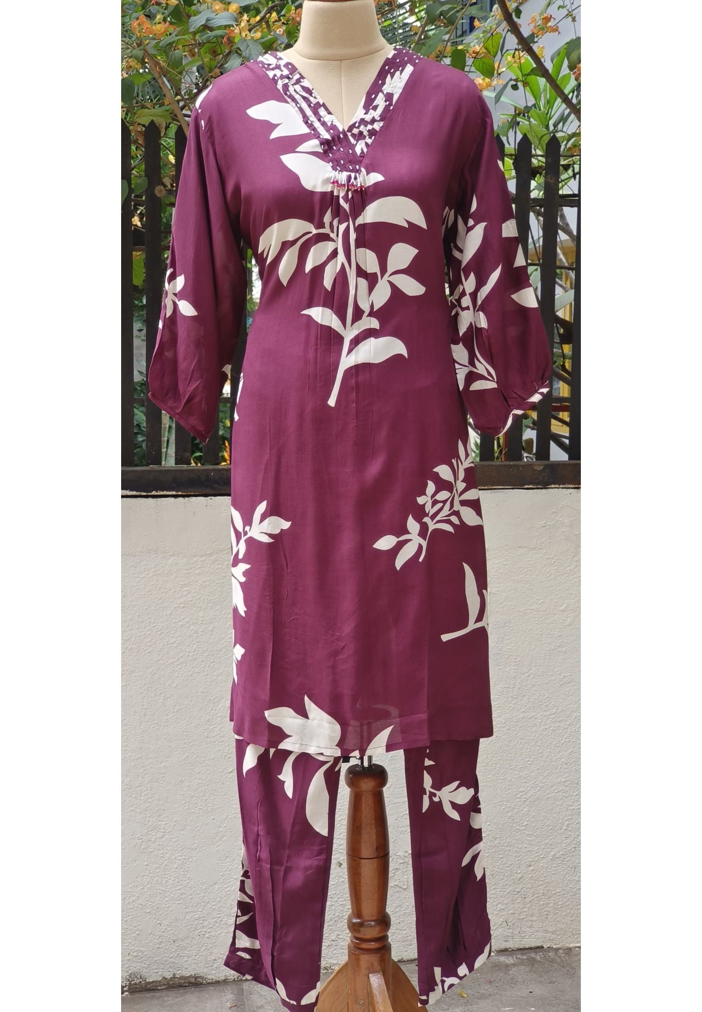 Muslin Floral print kurta with Pant-07802-803