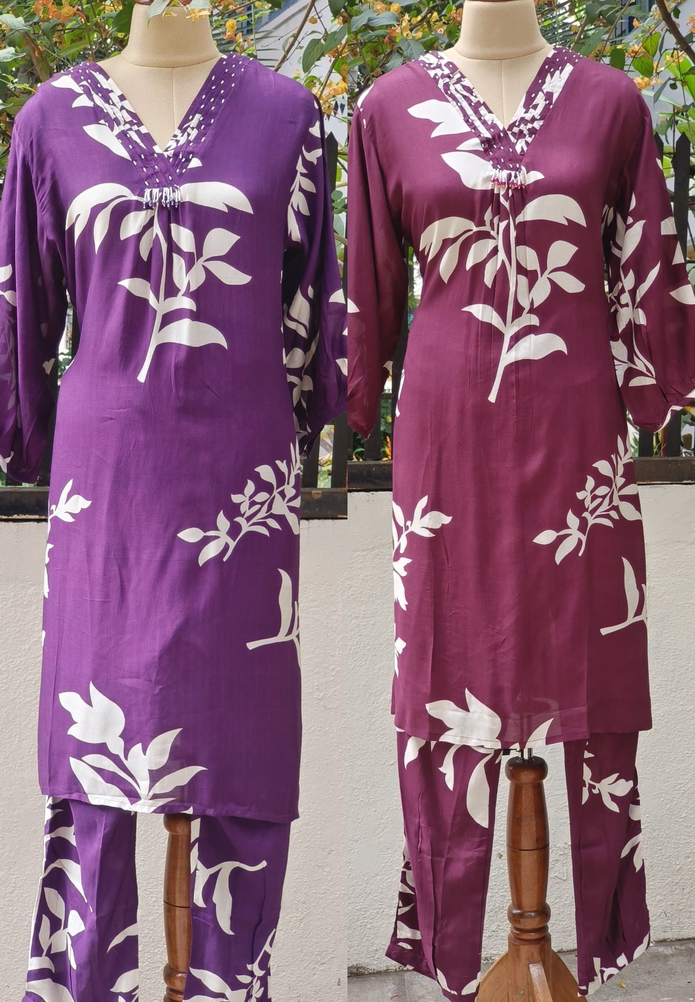 Muslin Floral print kurta with Pant-07802-803