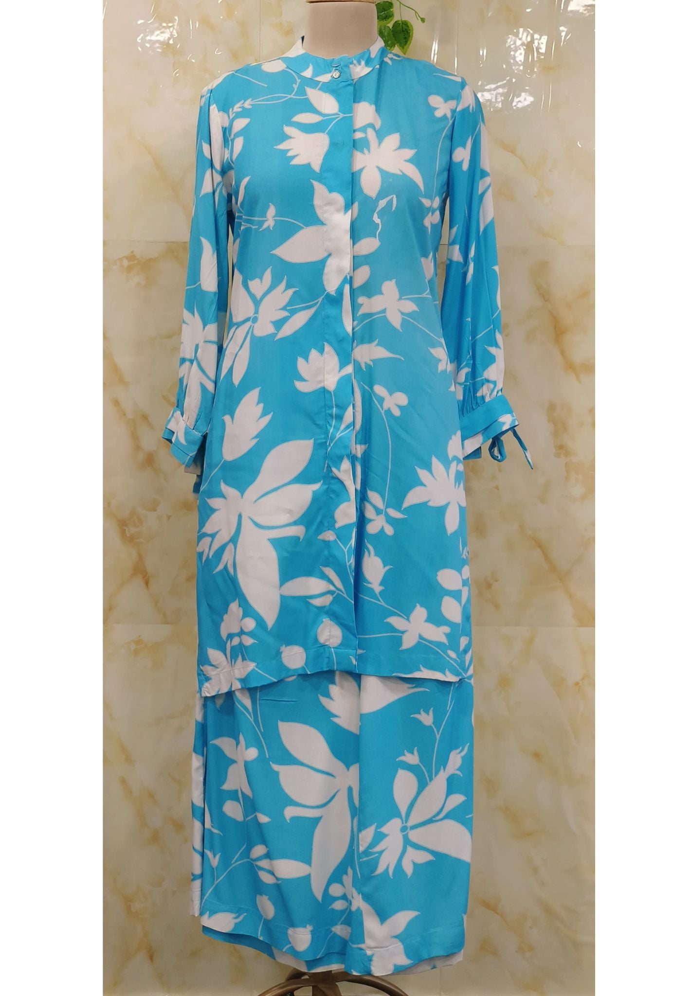 Floral Print Rayon Cord Set With Pocket Loose Fit