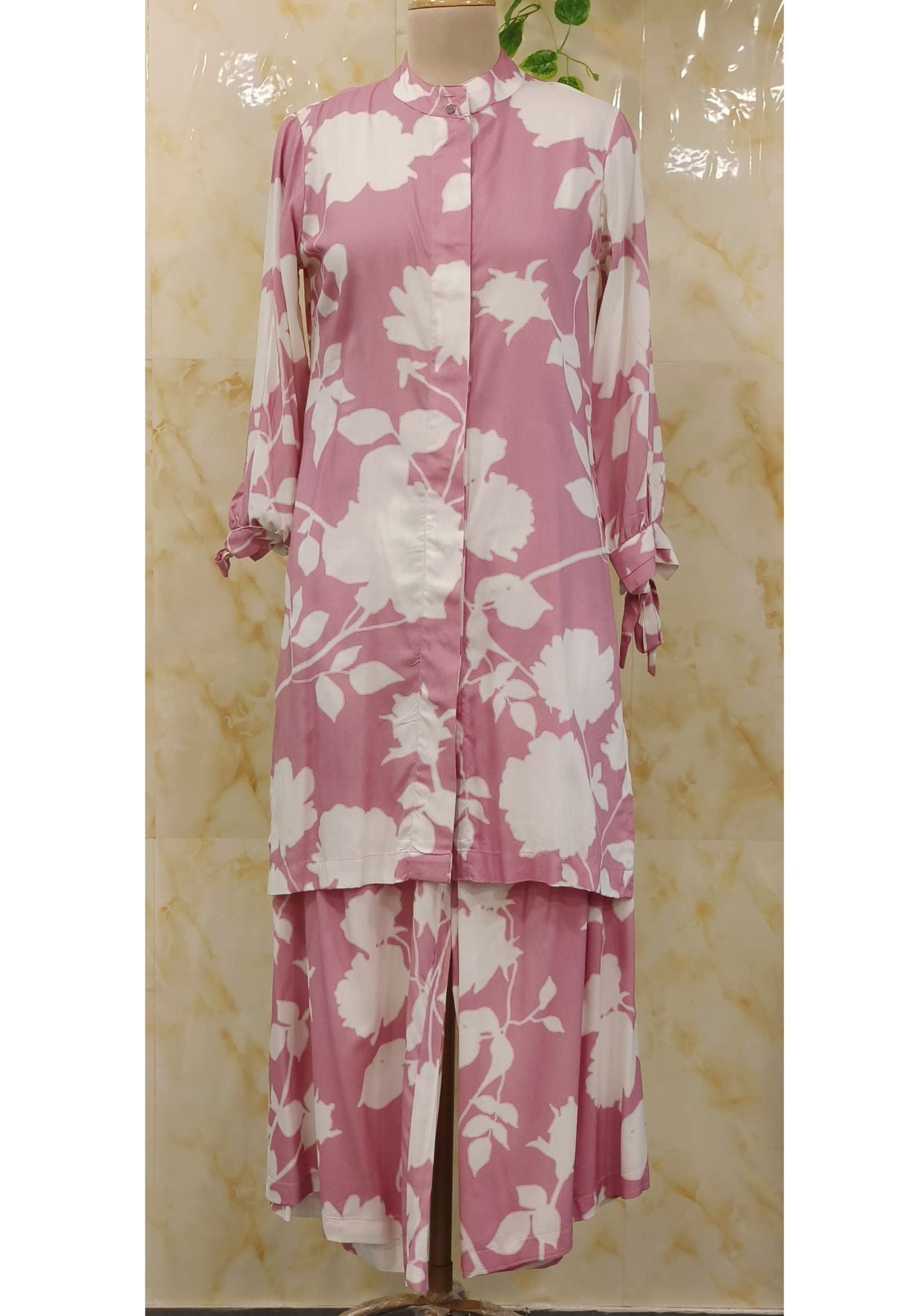 Floral Print Rayon Cord Set With Pocket Loose Fit