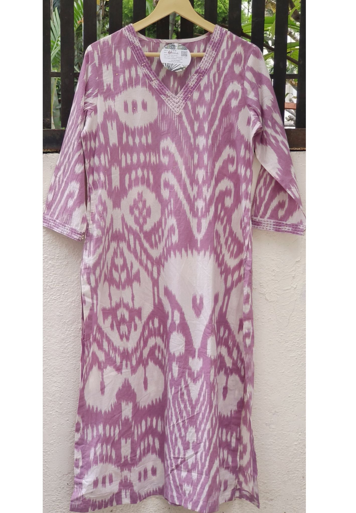 Abstract Print Cotton V Neck Only Kurti