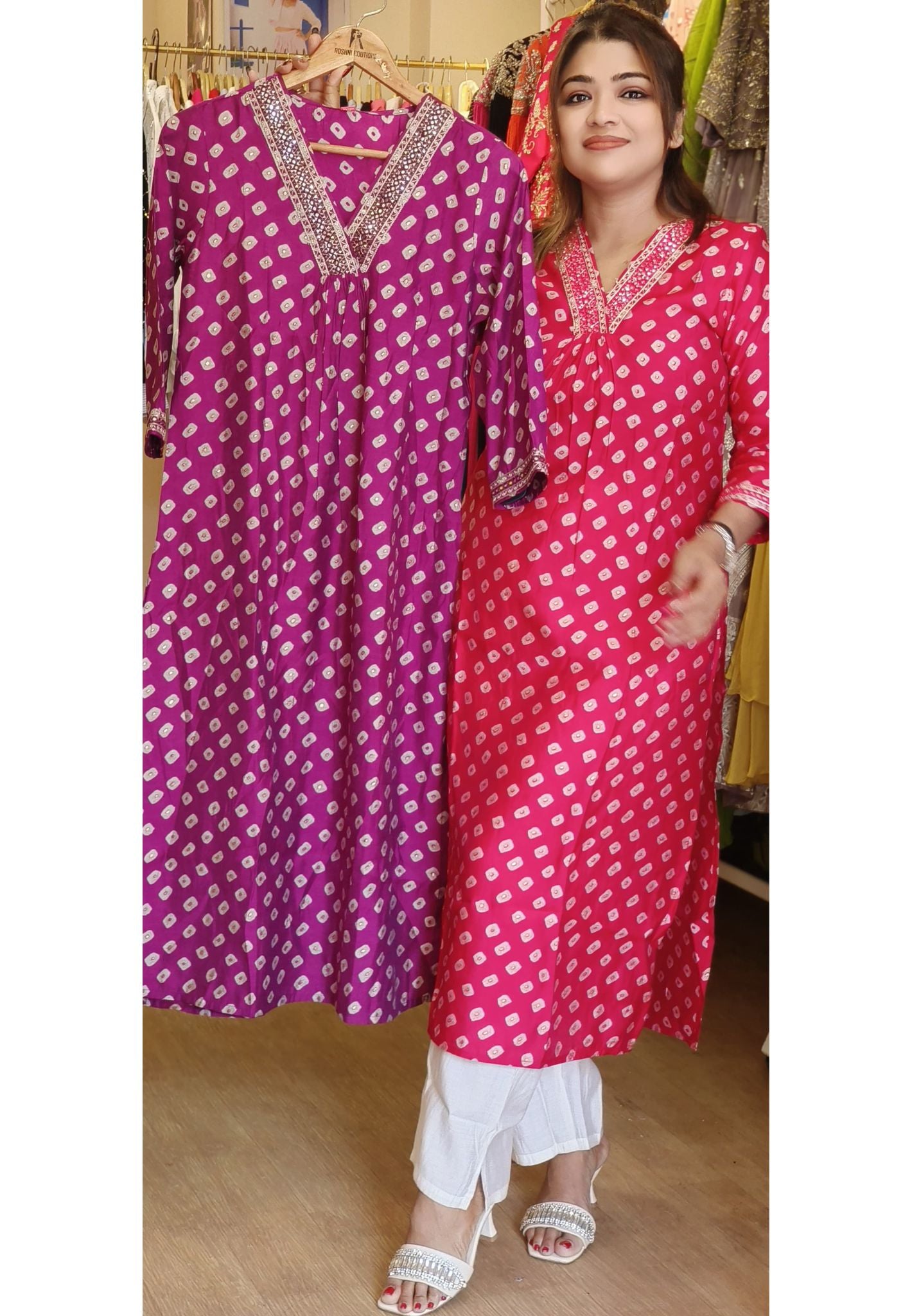 Bright Shade V Neck Only Kurta