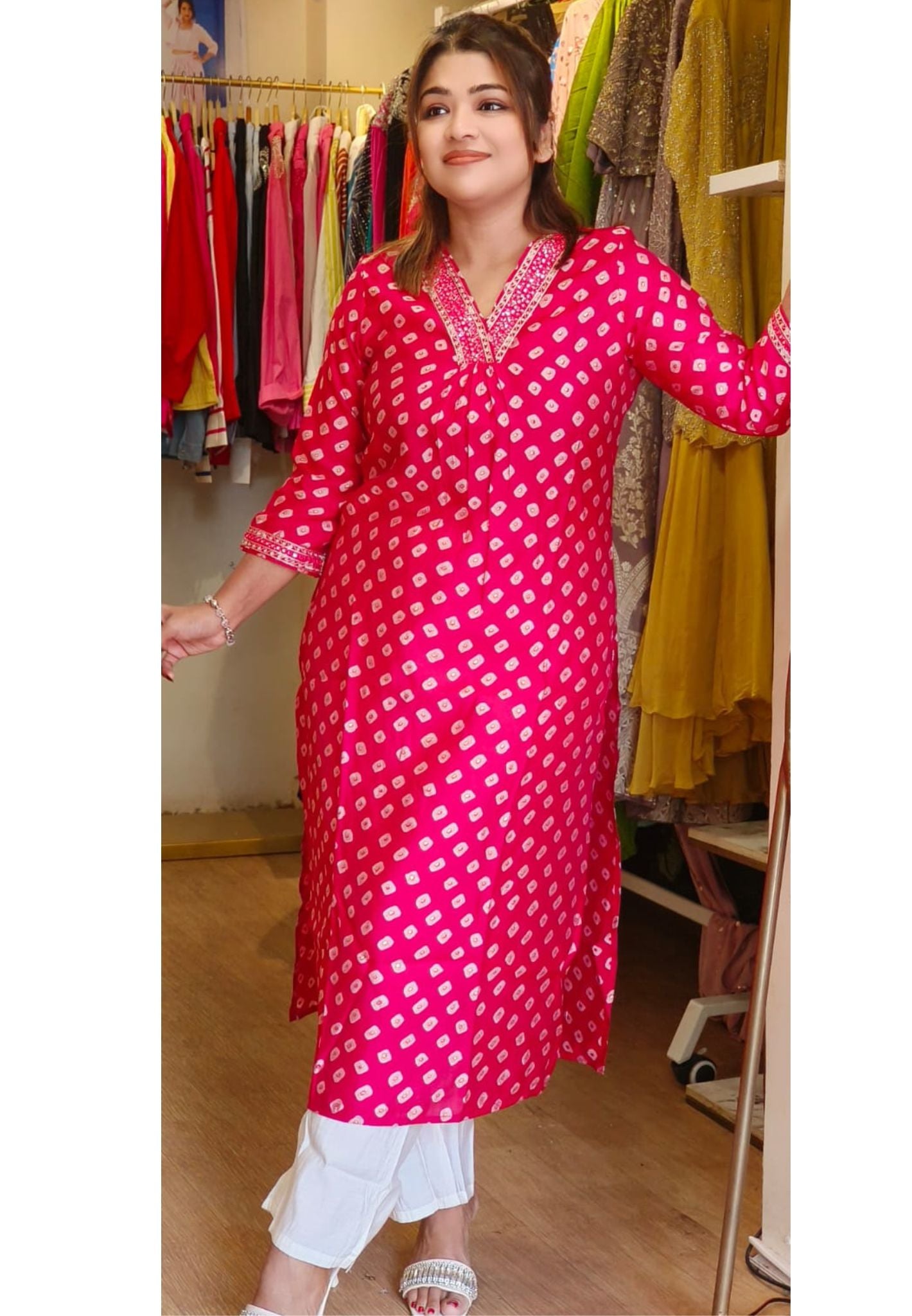 Bright Shade V Neck Only Kurta