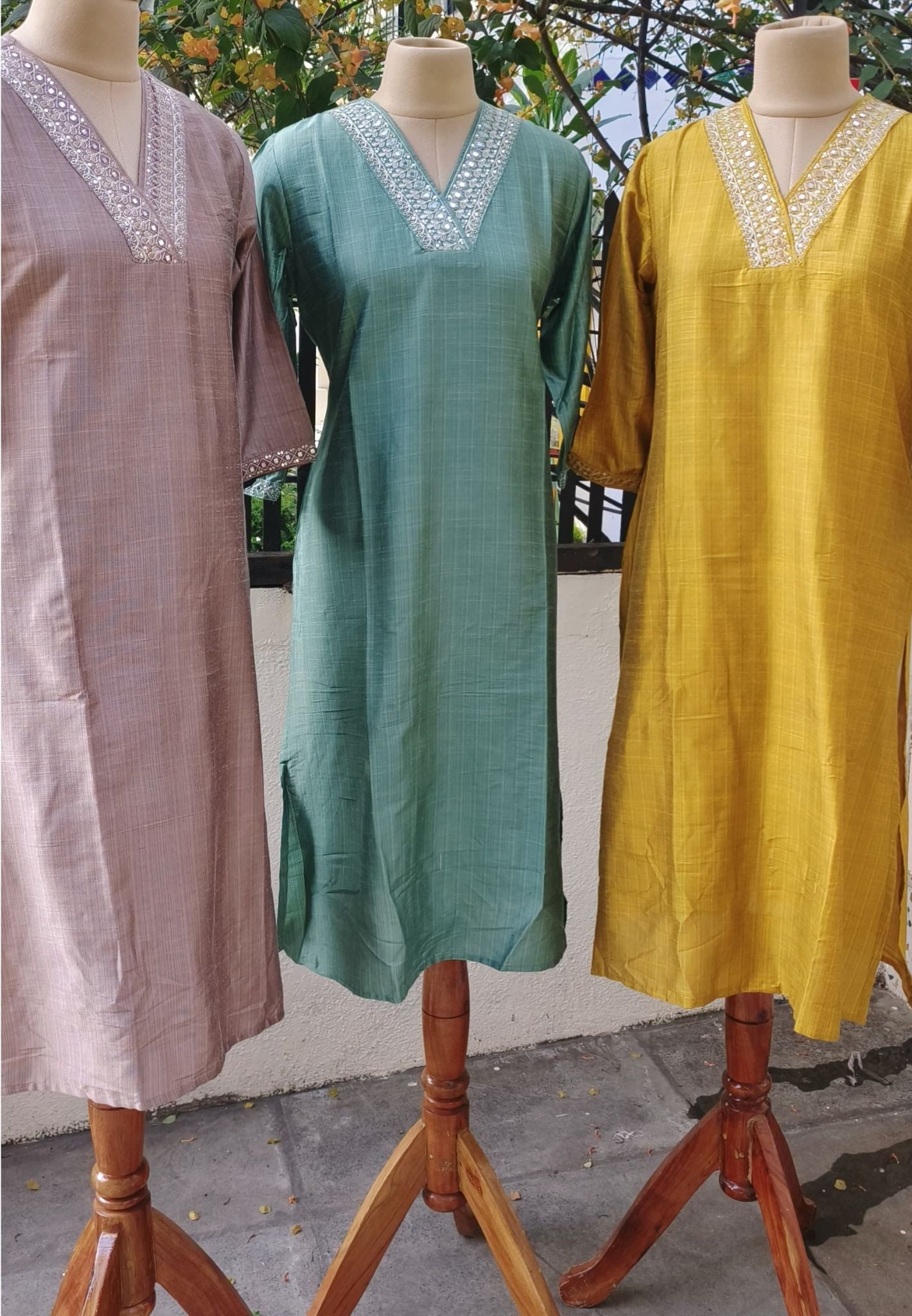 V Neck Embroidered Only Kurti