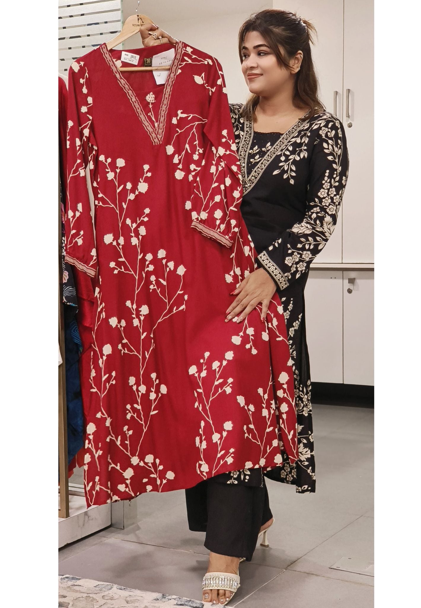 Beautiful German Rayon Different Print Kurta And Palazzo