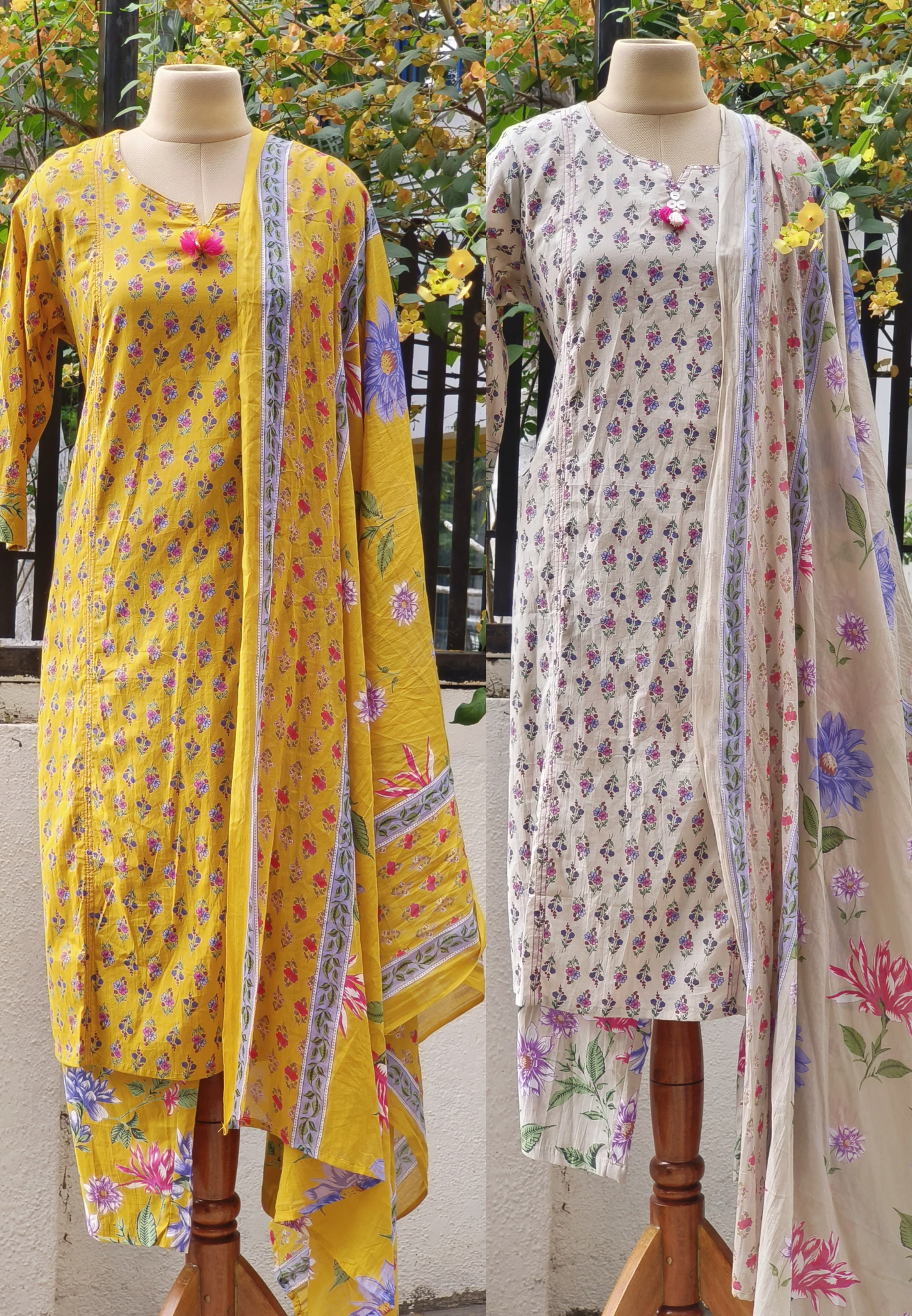 Soft Summer Cotton Printed Kurta with Pant And cotton Dupatta-07985