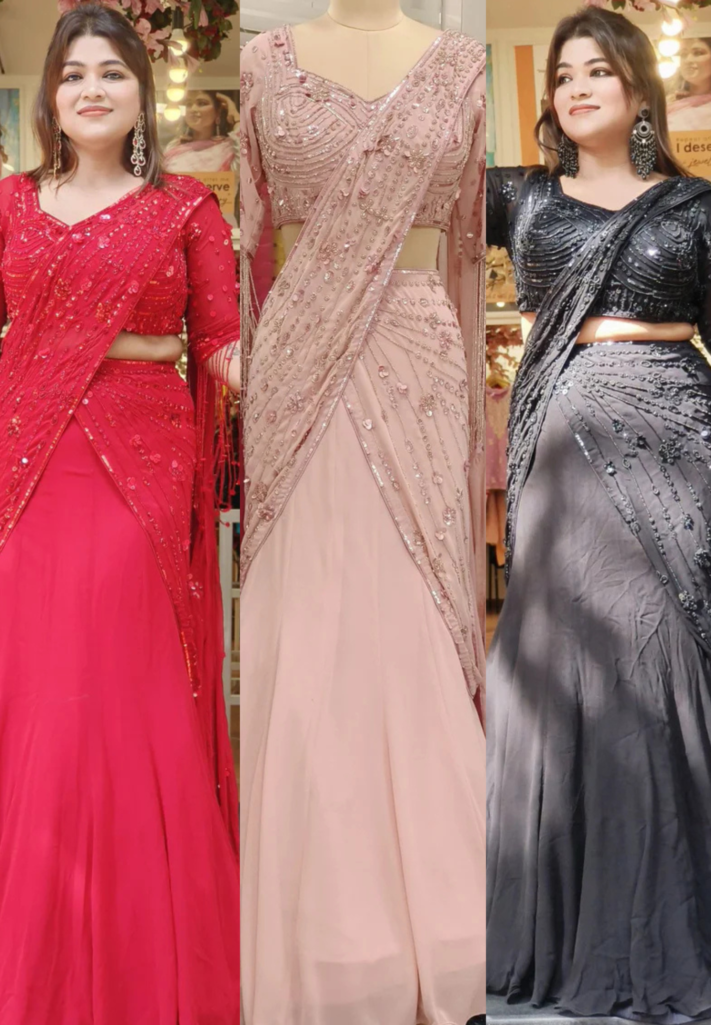 Stunning Georgette Embellished Lehenga Set with Stylish Sleeves DRY WASH-(Dispatching After 20 Days)