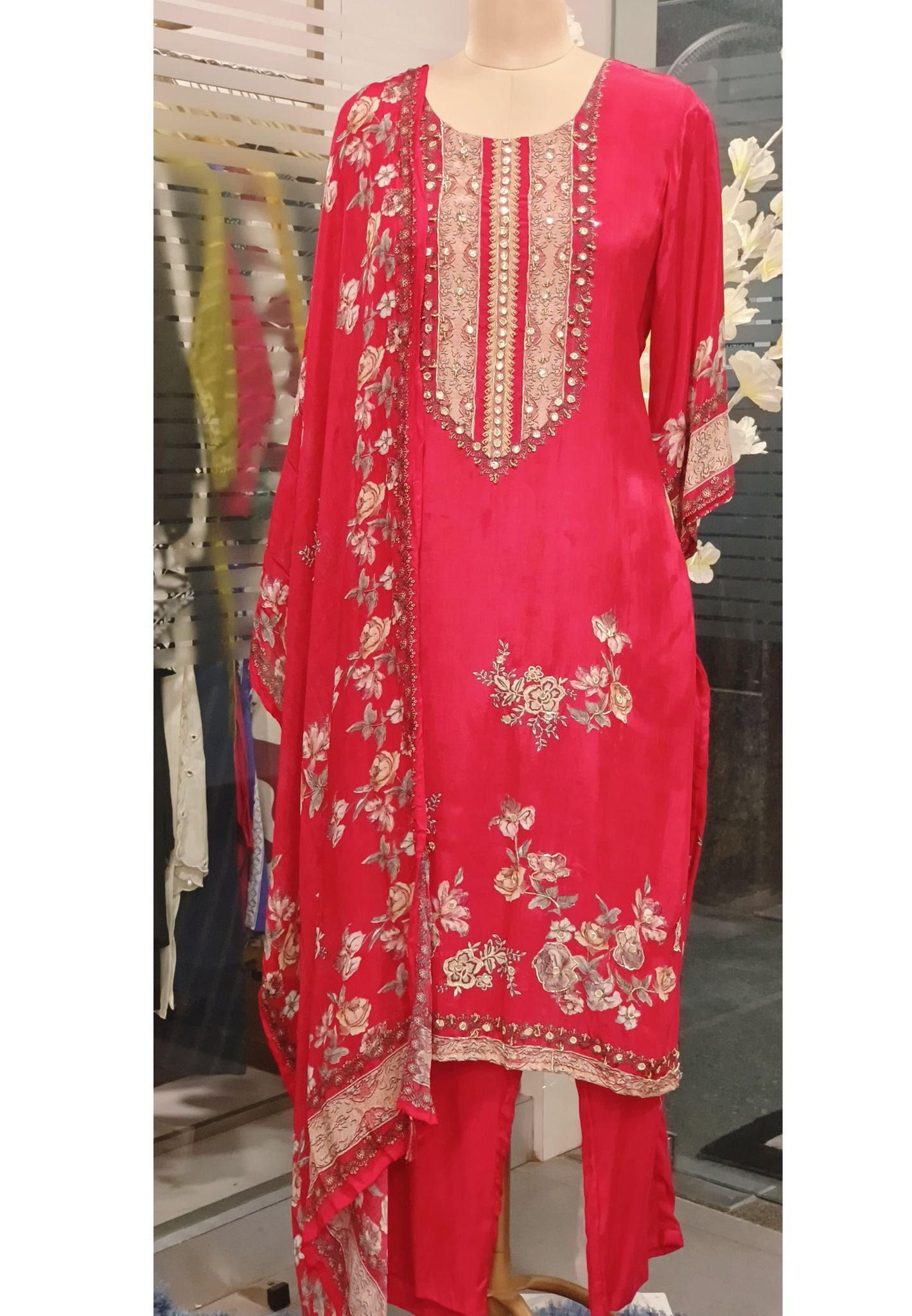 Cutdana And Gottapatti Work Floral Printed Full Set-07871