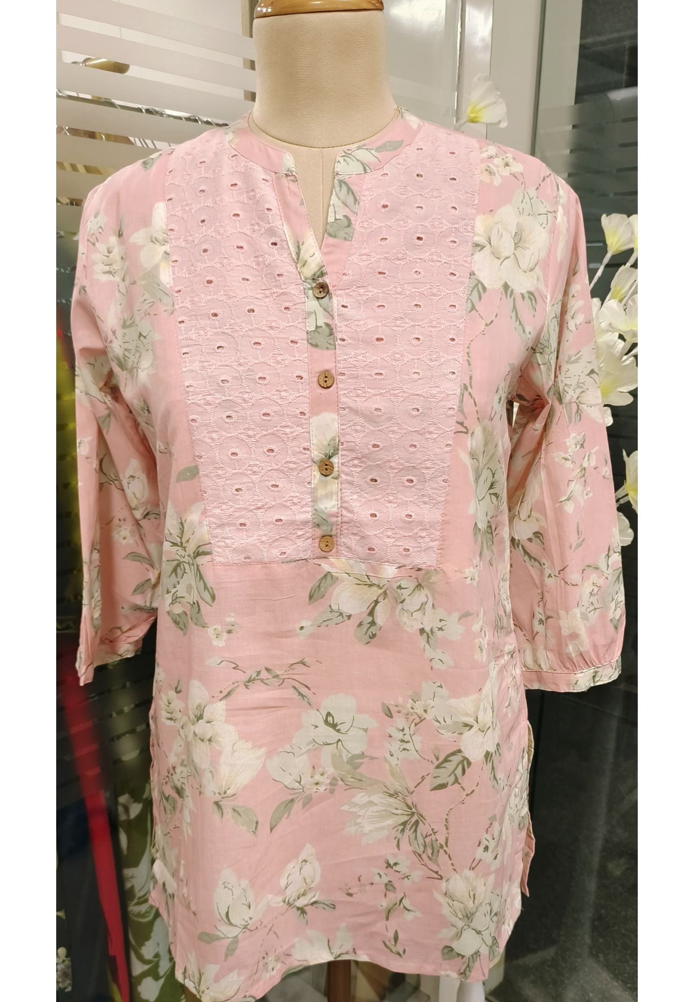 Beautiful Cotton Floral Printed Short Kurta-08037