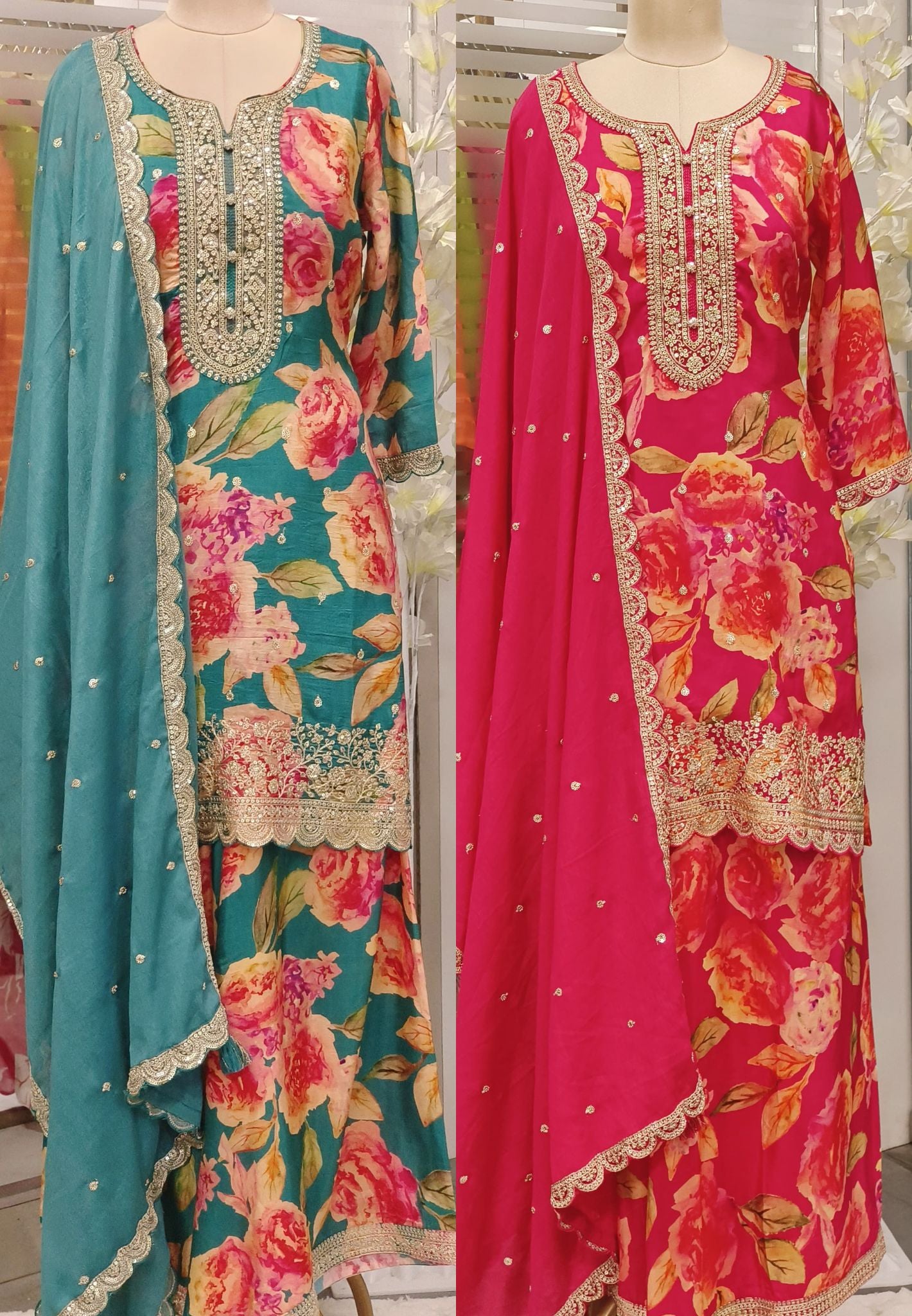 Beautiful Zardosi Work Kurta And Palazzo With Dupatta-08066