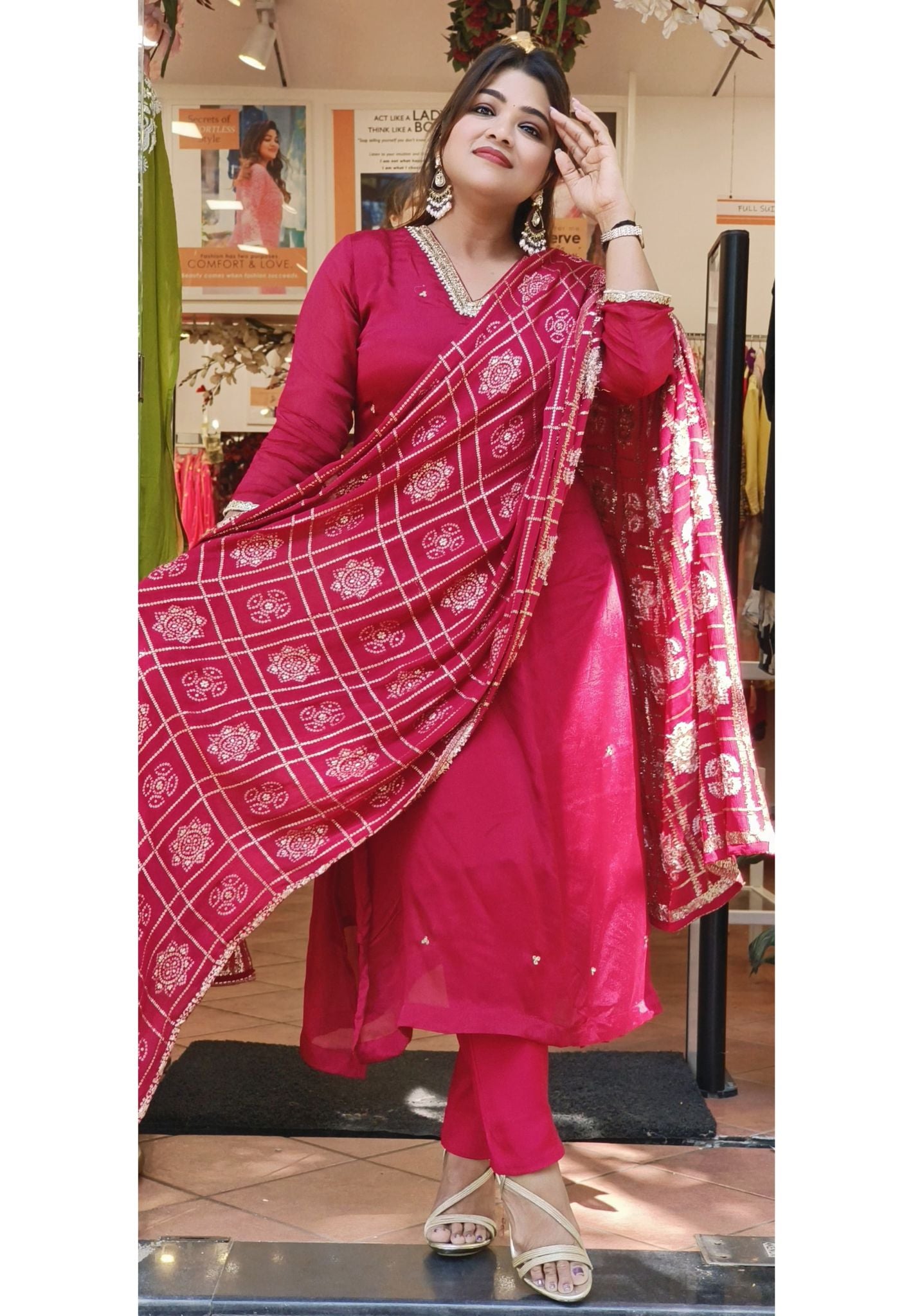 Beautiful Silk Neck Embroidery Aline Full Set-8153
