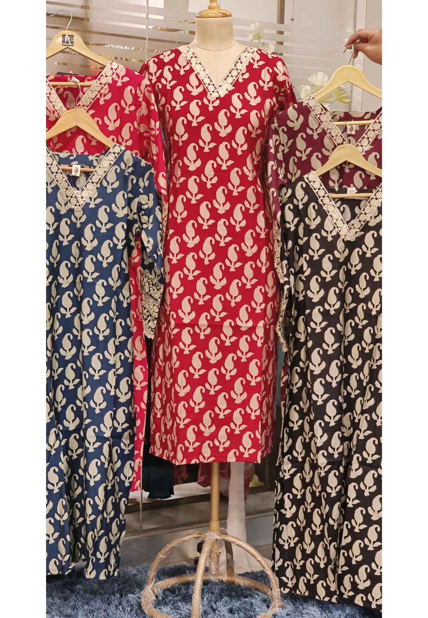Beautiful V-Neck Printed Cotton Only Kurti-08273