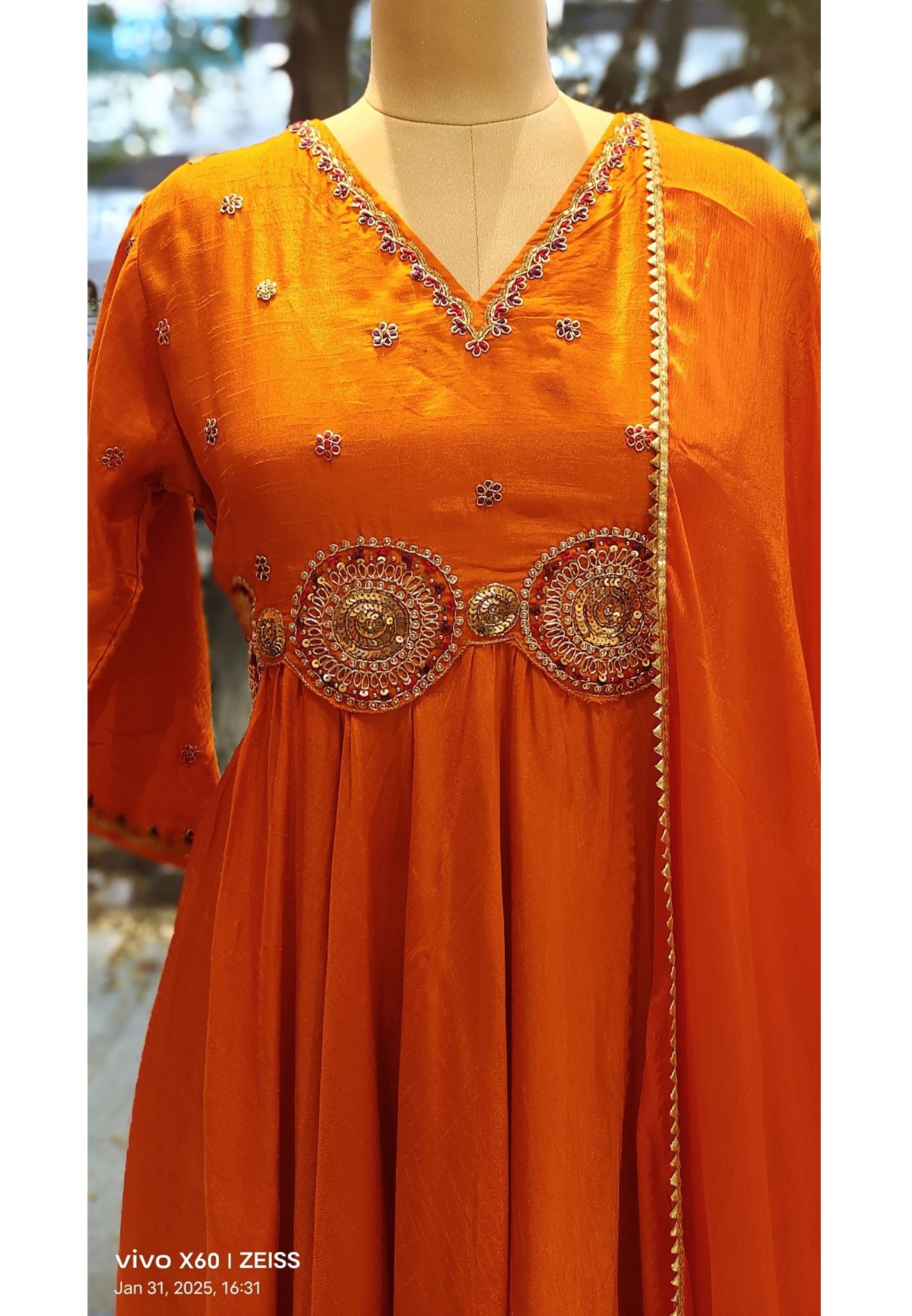 Beautiful Anarkali Dola Silk Zardozi Embroidery Gown With Dupatta-08152