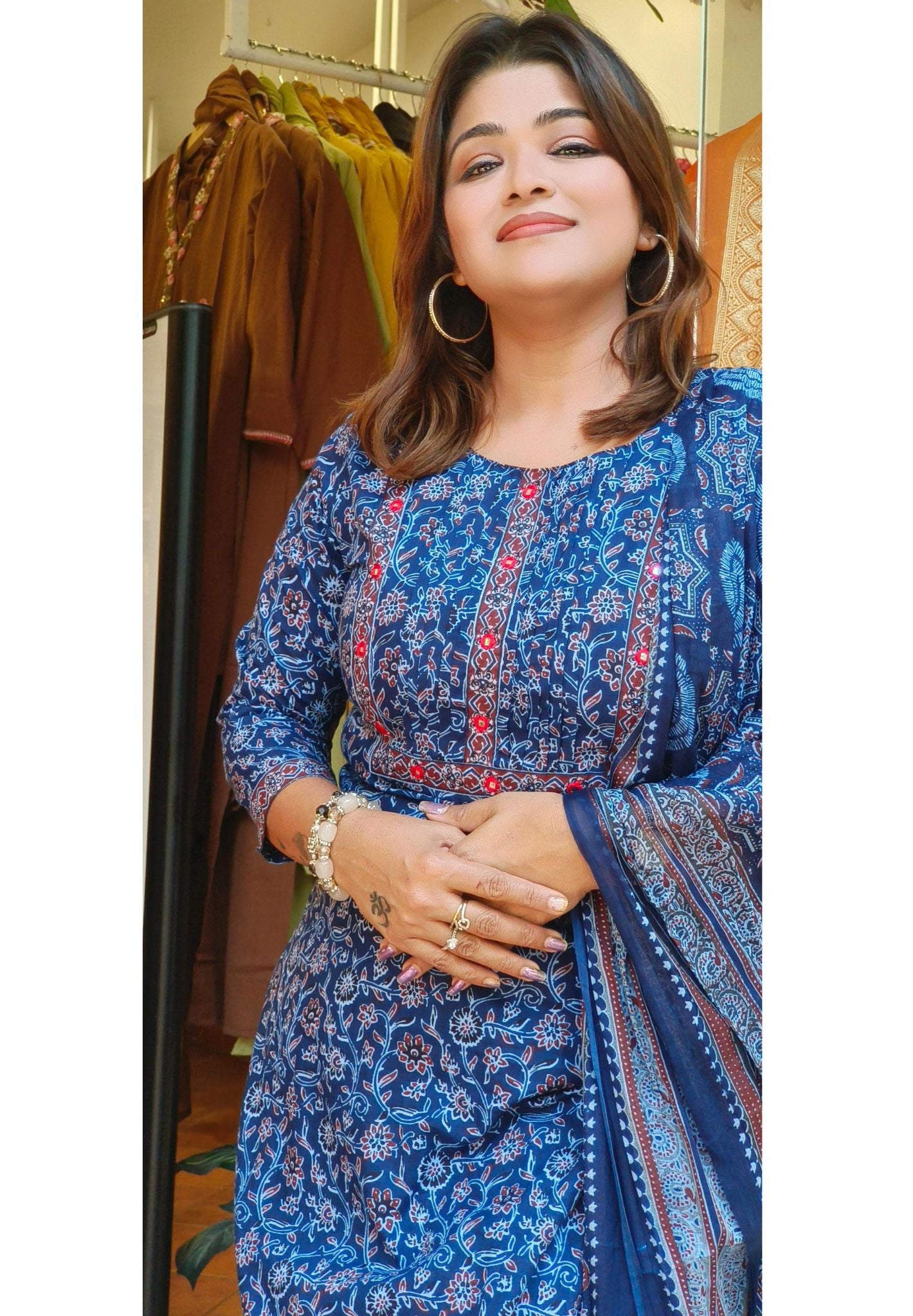 Pure Printed Cotton Kurta Loose Pant With Printed Dupatta-08361