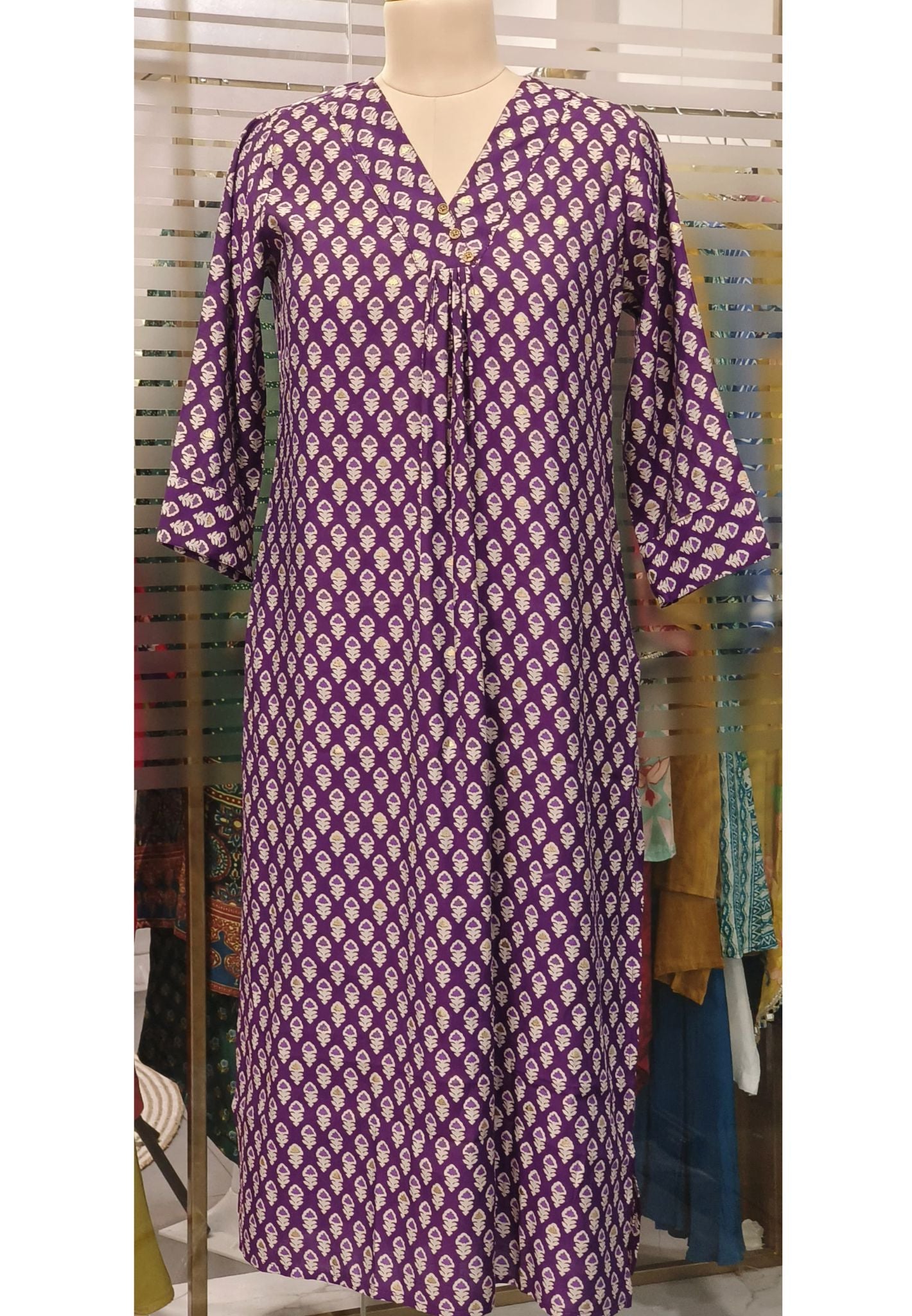 Mudal Muslin Printed with Foil print Only Kurti-08449-48