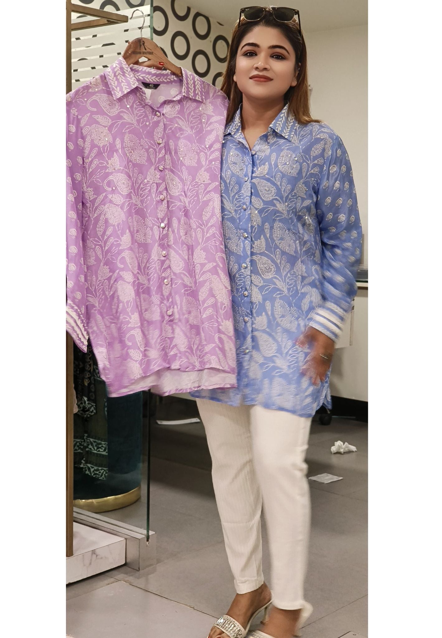 Stylish Pure Crepe Collar Shirt – A Perfect Blend of Comfort and Sophistication-08549 08550