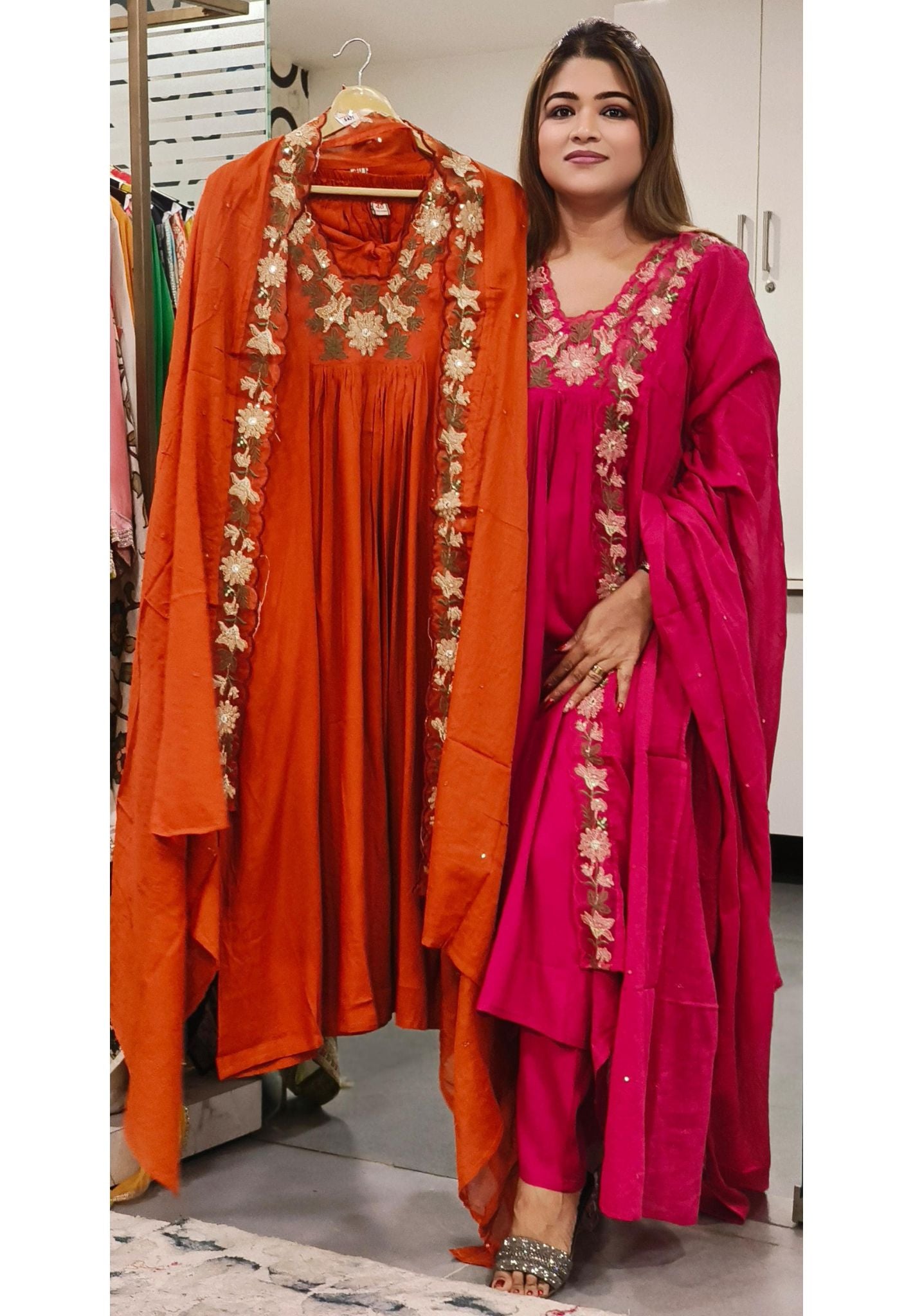 Elegant Cutwork Patch Floral Lace Cotton Solid Shade Kurta Set with Matching Pants and Graceful Dupatta-08681-80 DIspatching After 15 Days