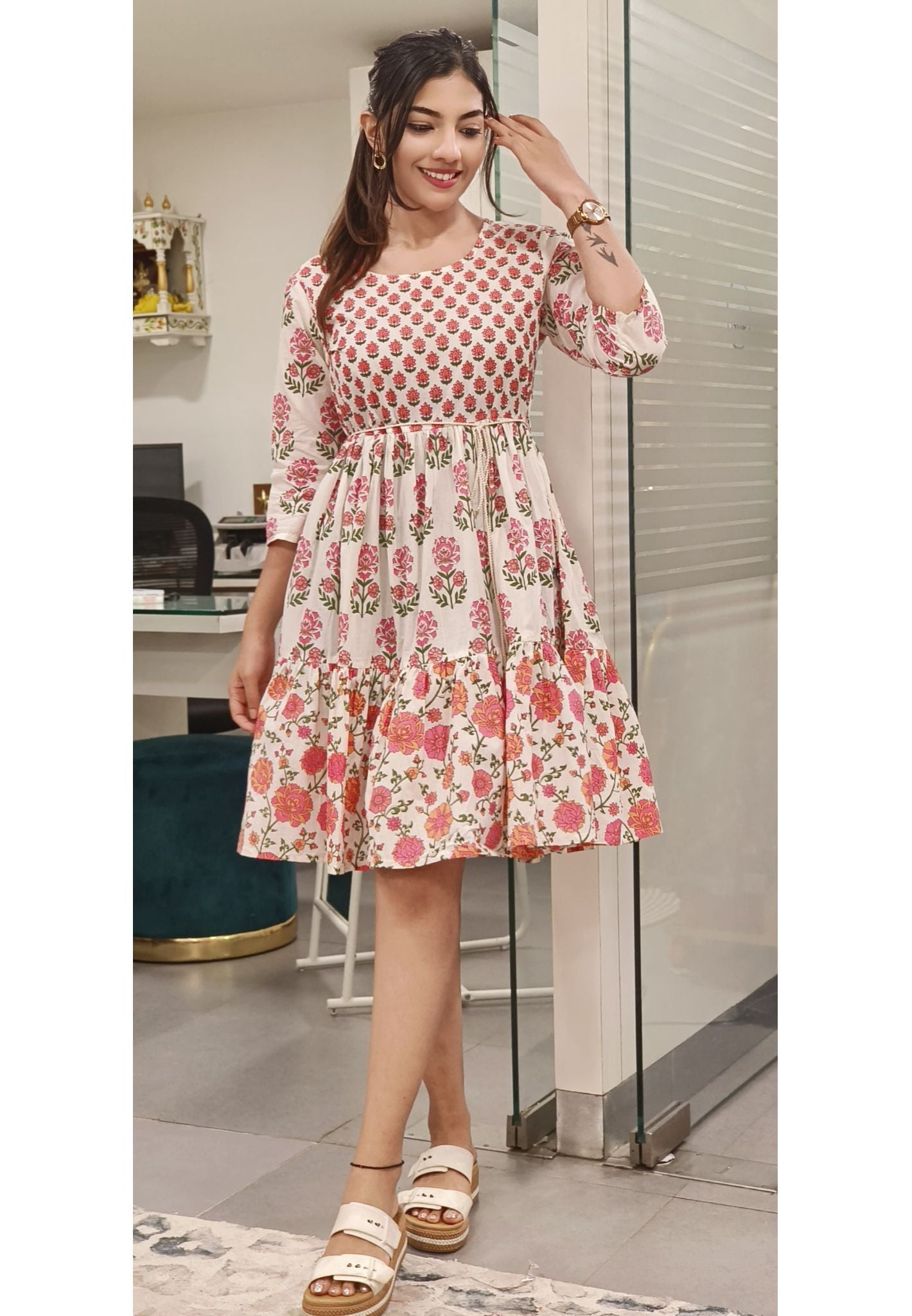Beautiful Printed Cotton Summer Style Frock – Light and Breezy Elegance-08771