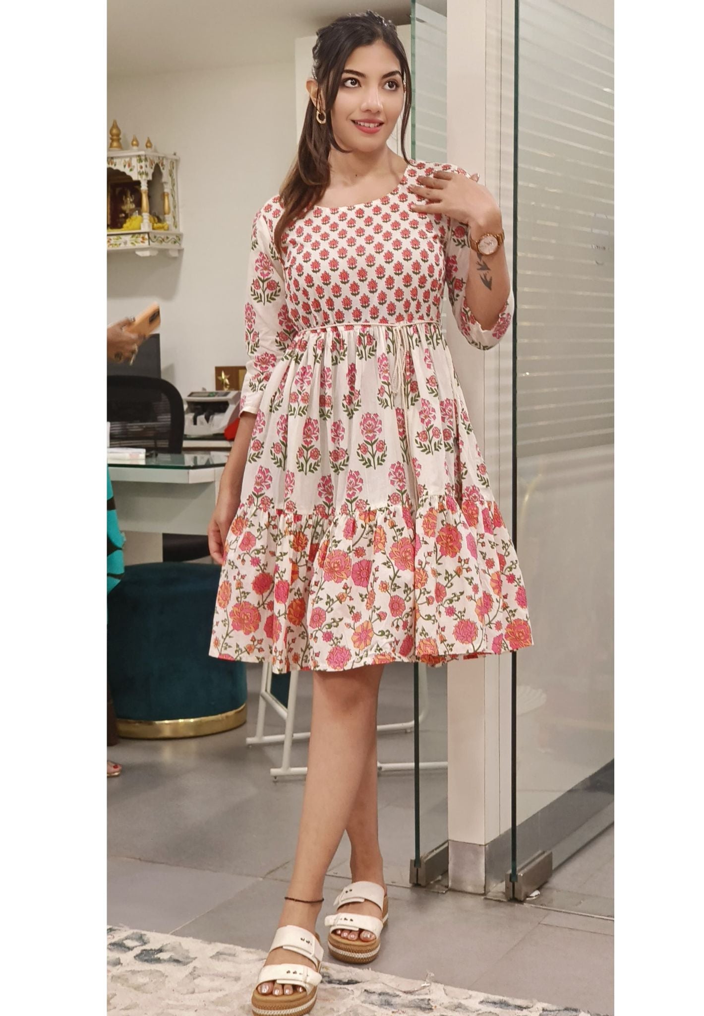 Beautiful Printed Cotton Summer Style Frock – Light and Breezy Elegance-08771
