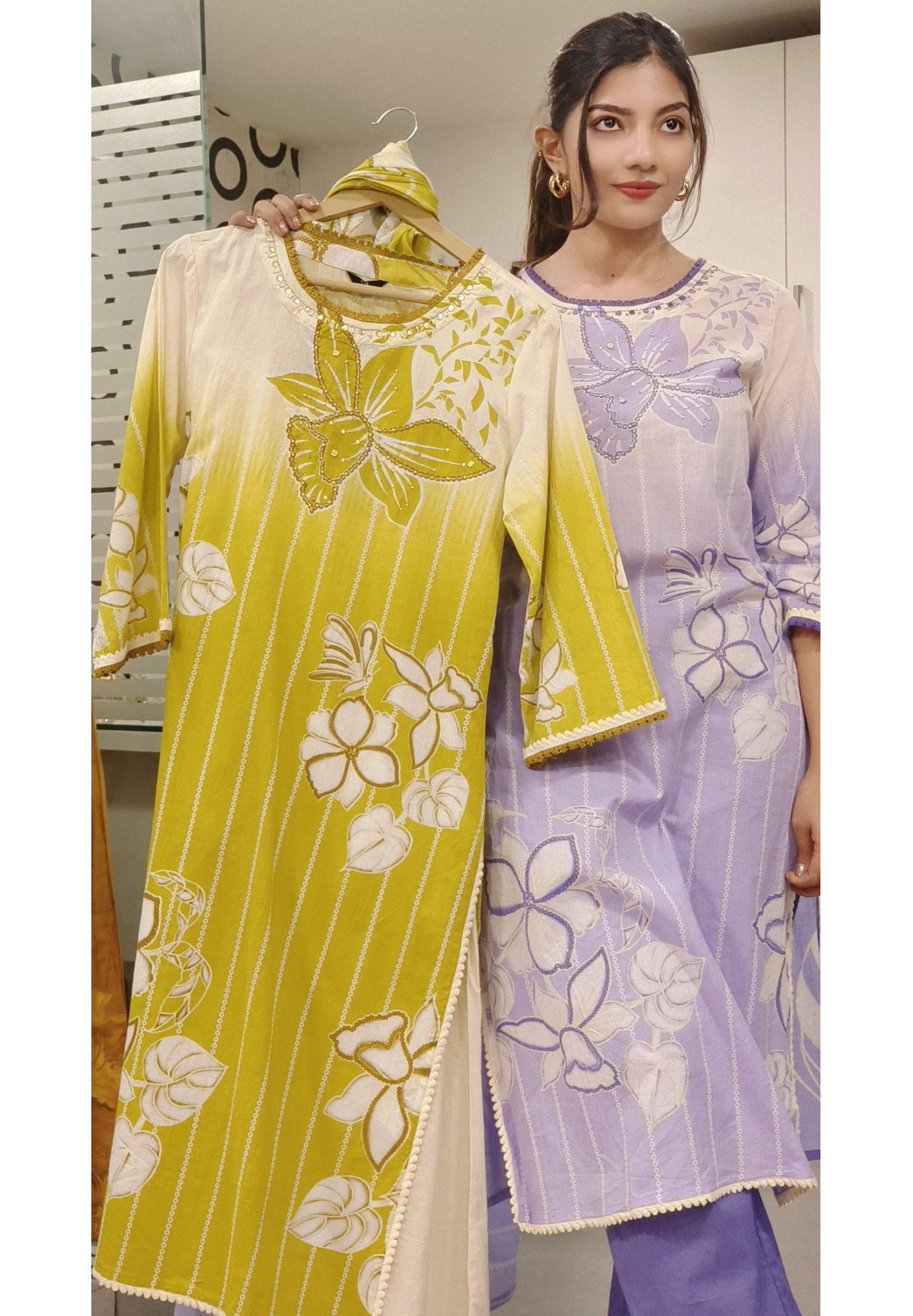 Graceful Cotton Floral Print Embroidered Kurta Set with Pant & Dupatta-08606-05
