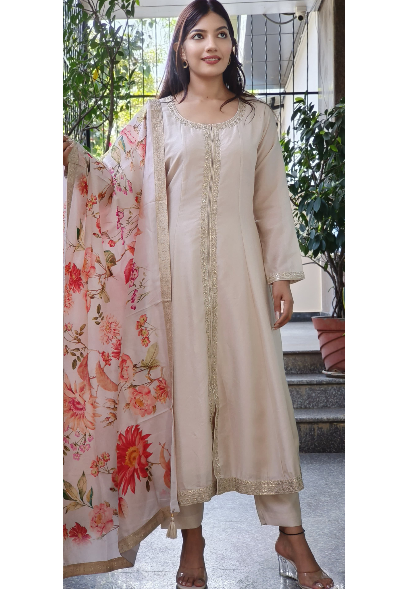Radiant Dola Silk Designer Anarkali Suit with Stunning Floral Dupatta-08896-94-95
