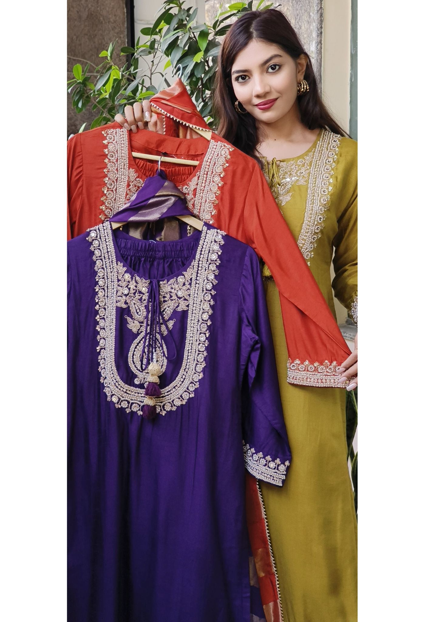 Luxurious Dola Silk Partywear Set with Exquisite Embroidery and Tissue Dupatta-08868