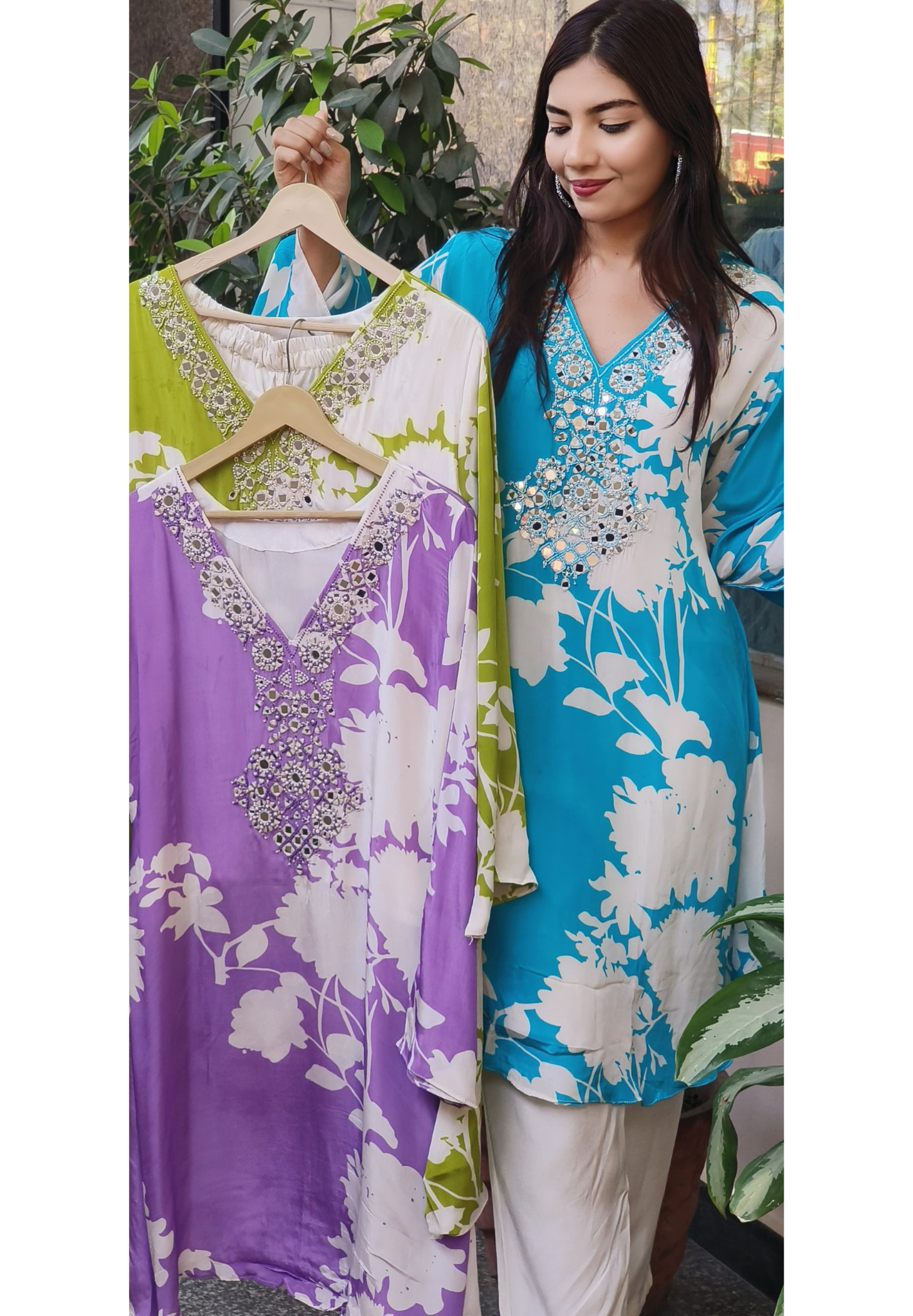 Exquisite Real Mirror Embroidered Pure Crepe Printed Co-Ord Set for Elegant and Contemporary Style-