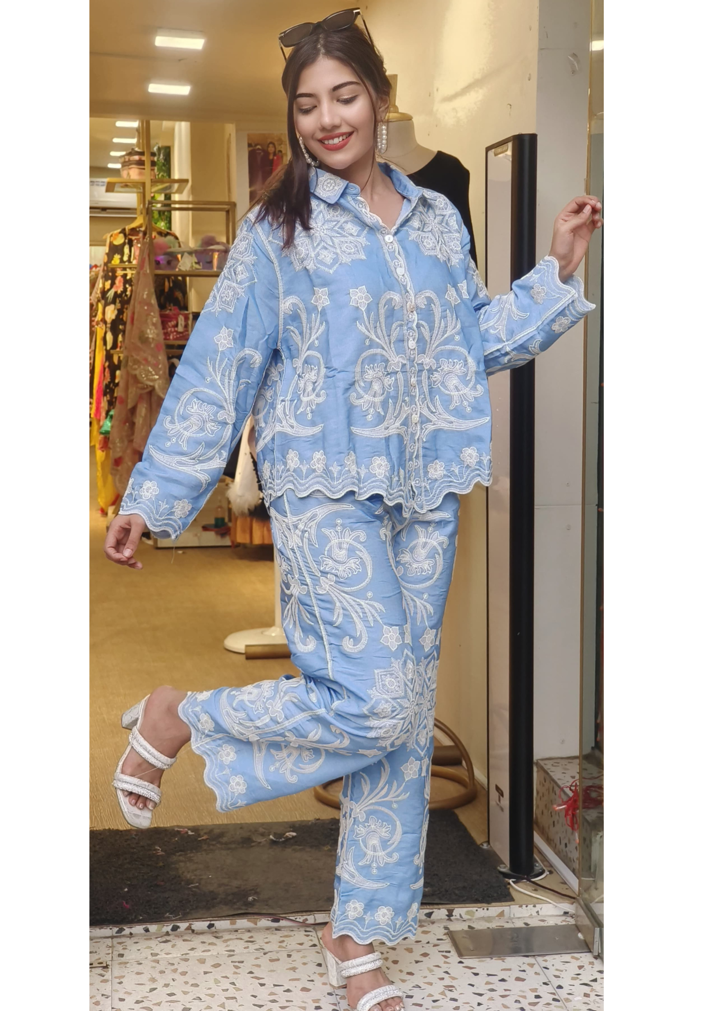 Luxe Cotton Embroidered Co-Ord Set – Timeless Elegance with Intricate Detailing & Supreme Comfort-09261