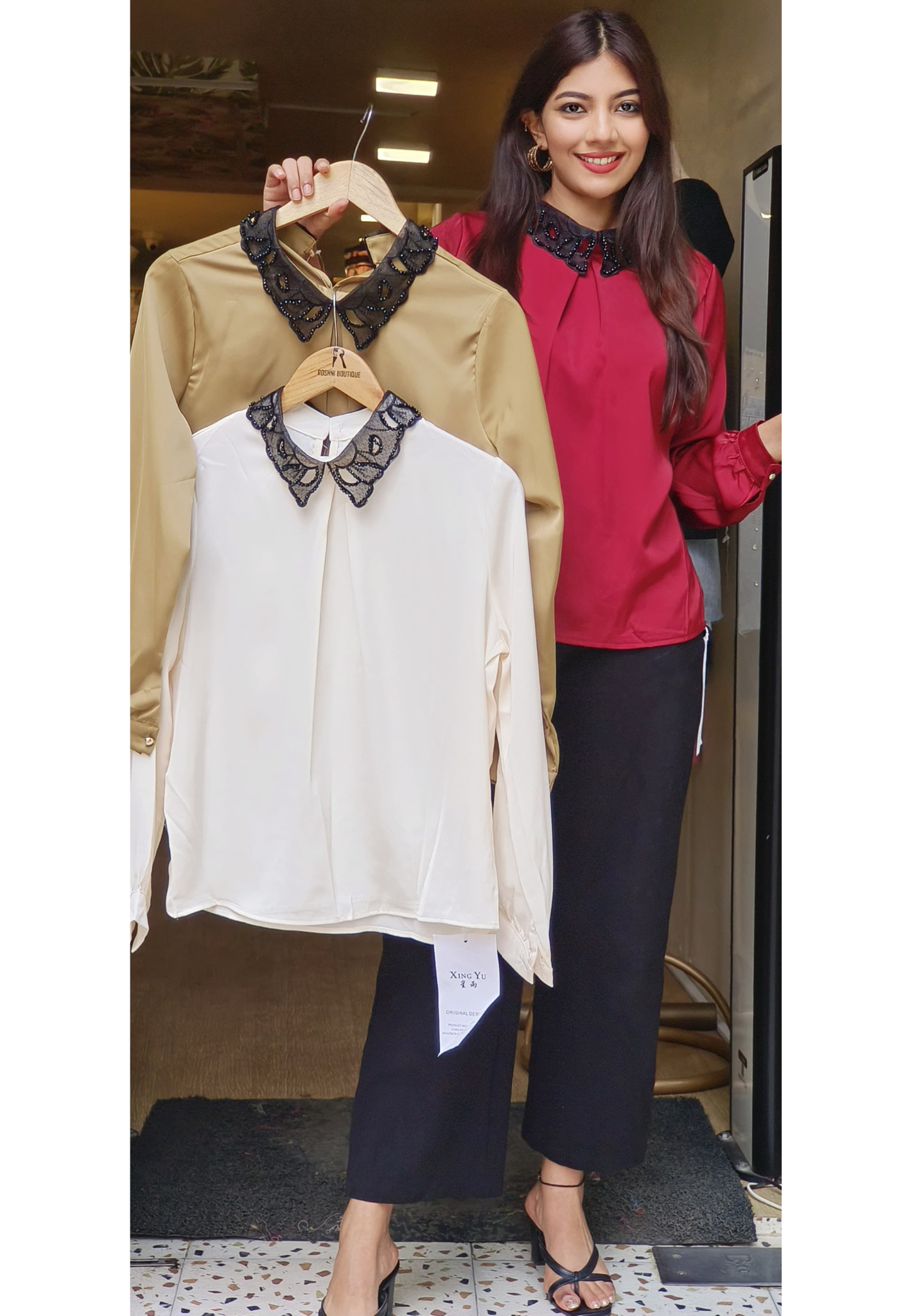 Korean-Style Loose-Fit Turn-Down Collar Long Sleeve Top 09270
