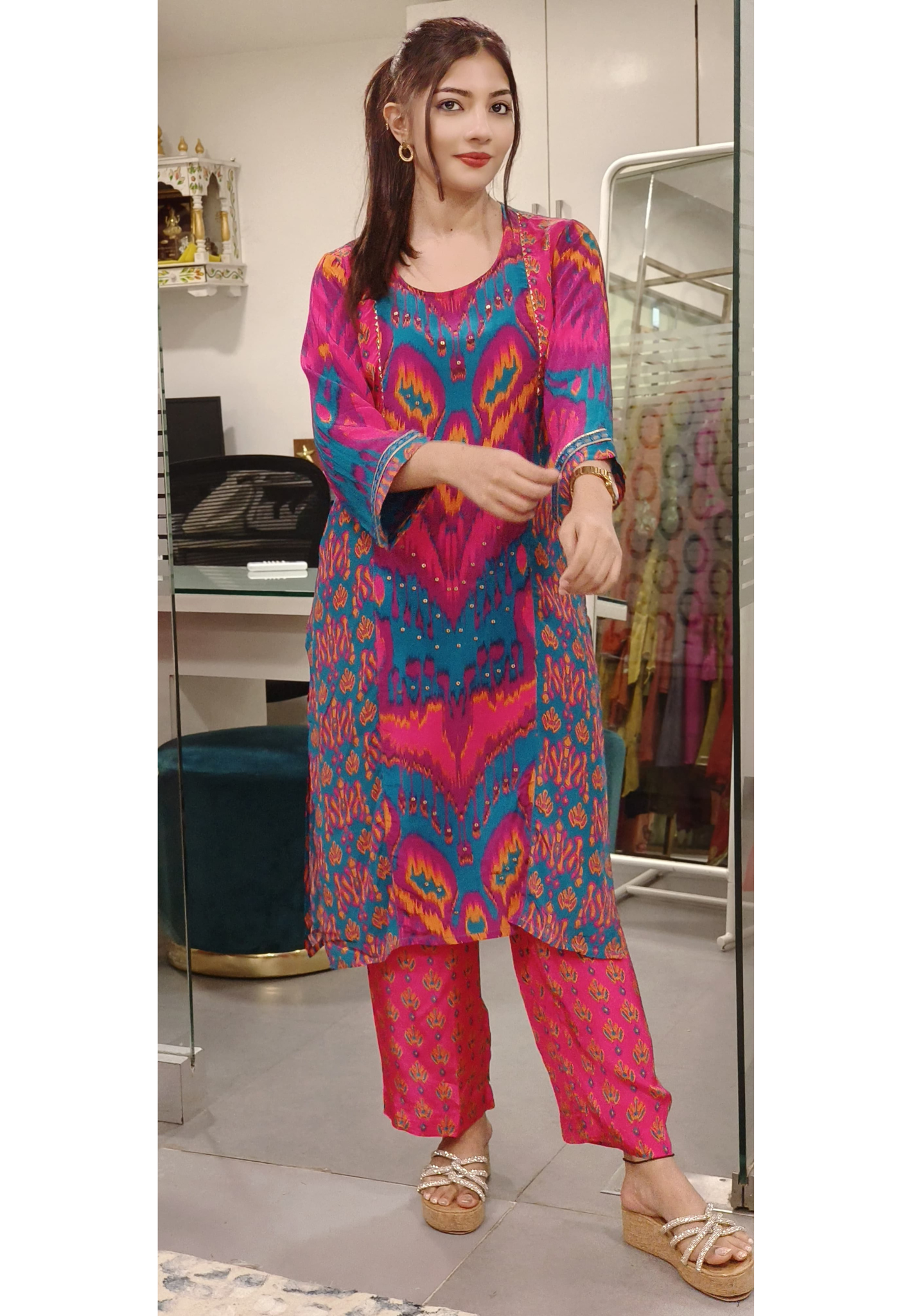 Bright Shade Printed Kurta pant