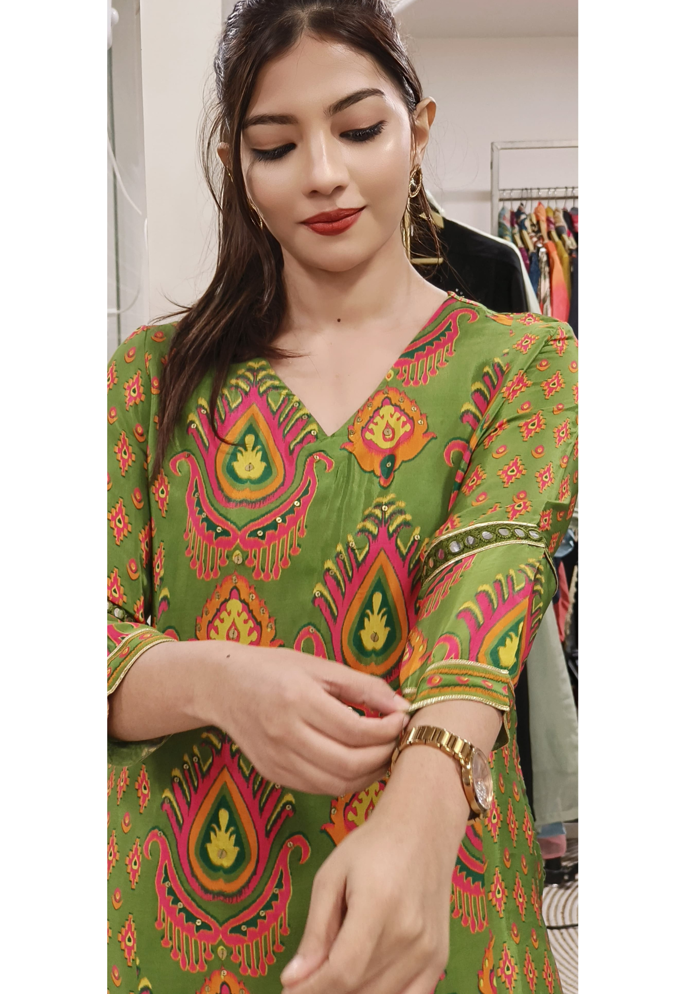 Pure Crape Printed  Stylish Kurta Pant