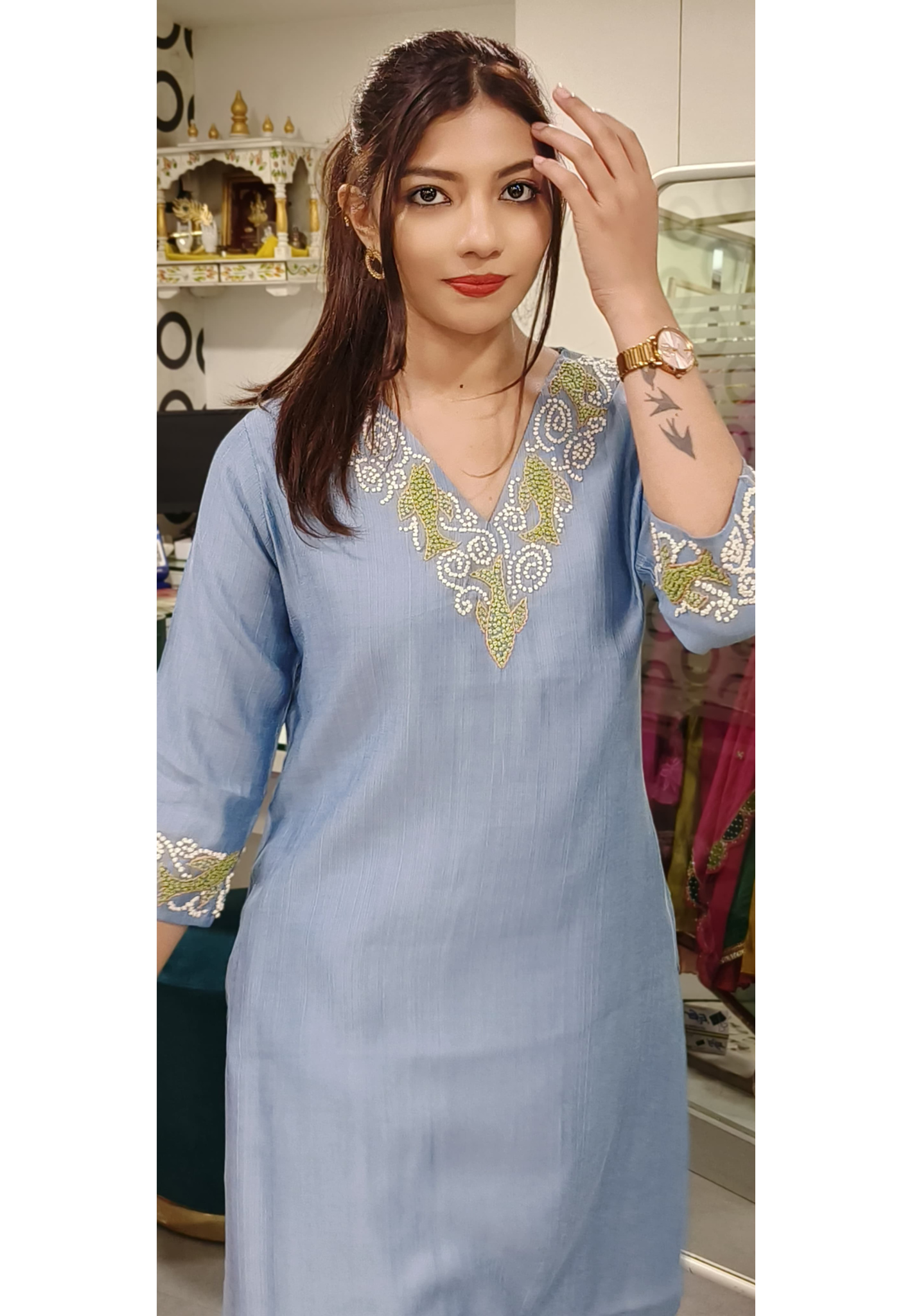 Graceful Embroidered Kurta Set – Chic & Timeless Indo-Western Elegance 09290,09289