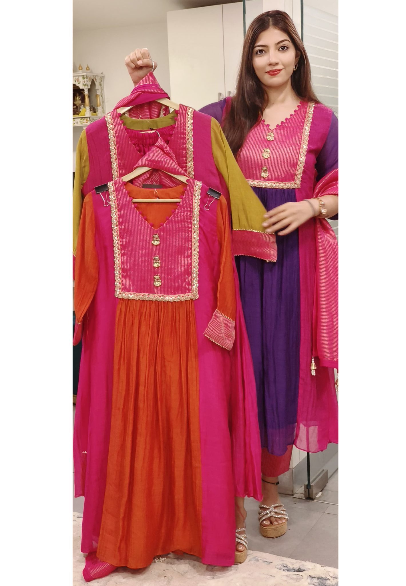 Luxe Elegance: A-Line tuisse with mul chanderi Full Suit Set – A Statement of Sophistication & Grace 09283, 090284,09285,