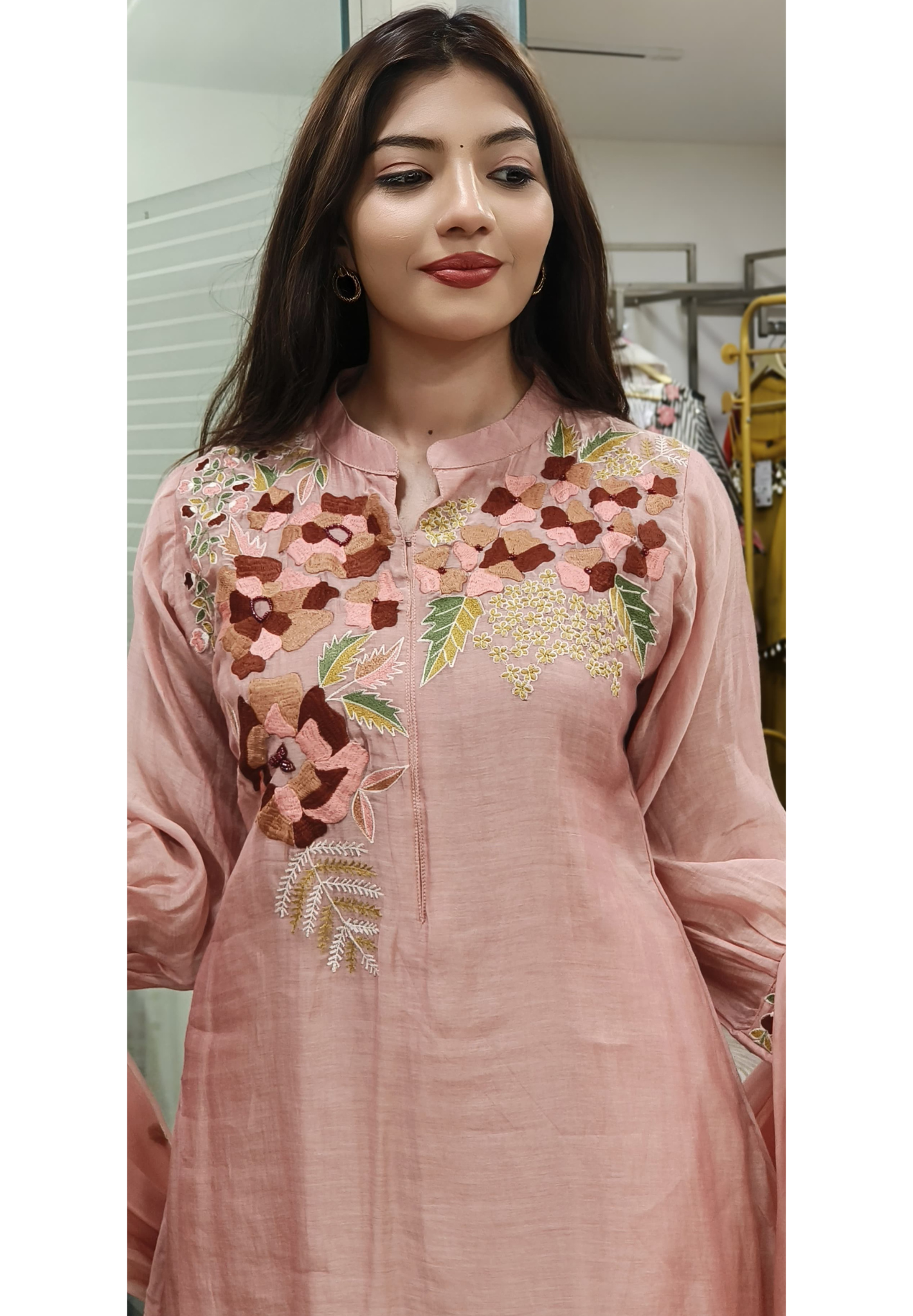 Beautiful Embroidered Mul Chanderi Cotton Aline Full suit Set- 9425