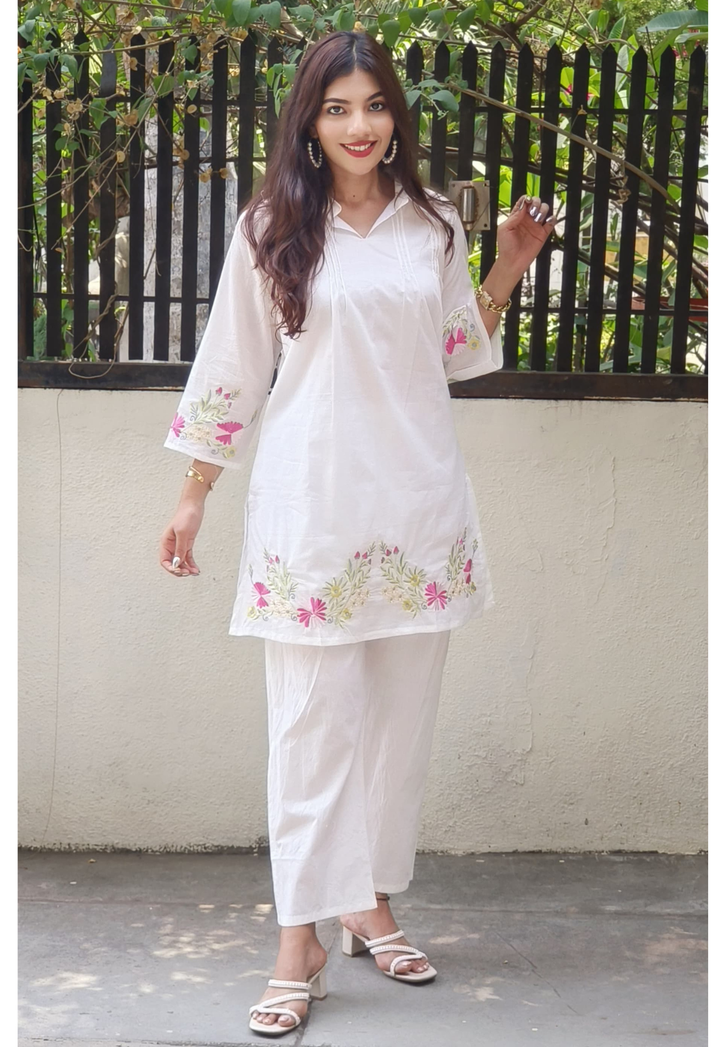 Light Shade Embroidered Floral Breeze Cotton Kurta Pant Set-9493,9492