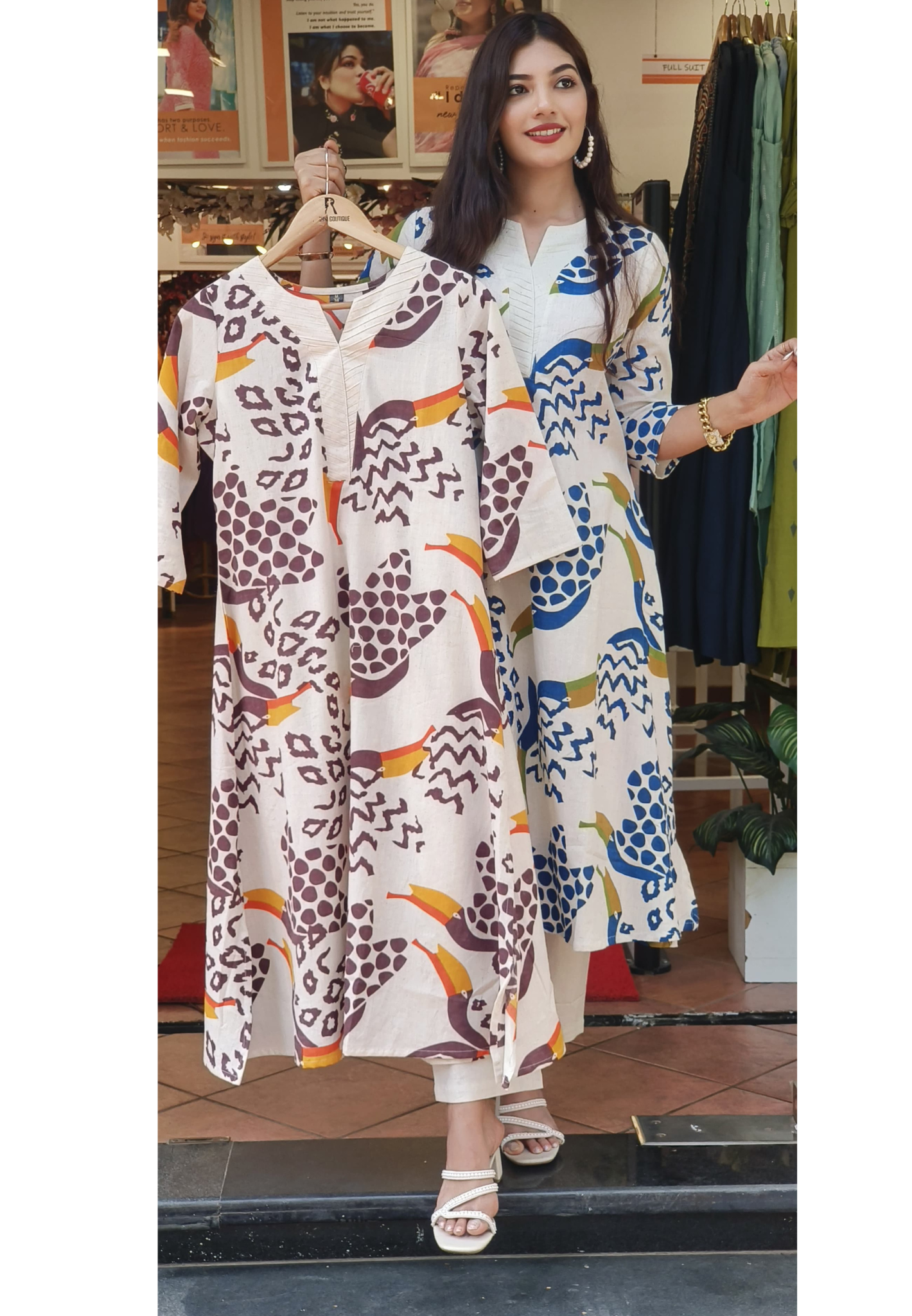 Everyday Elegance Printed A-Line Flex Cotton Kurta With Pant