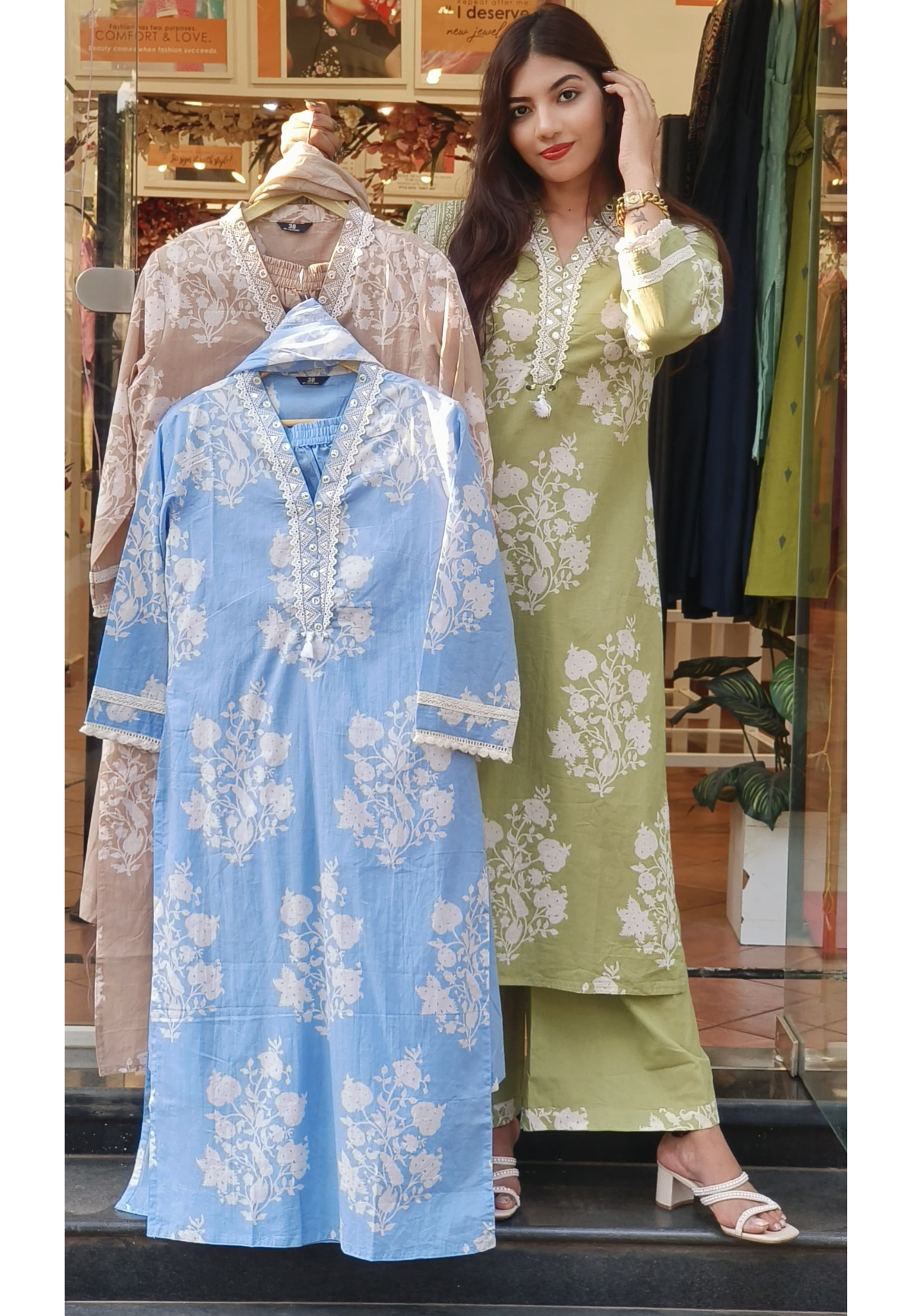 Chic Summer Print Pure Cotton Full Suit Set A Blend of Comfort and Style 08603-04