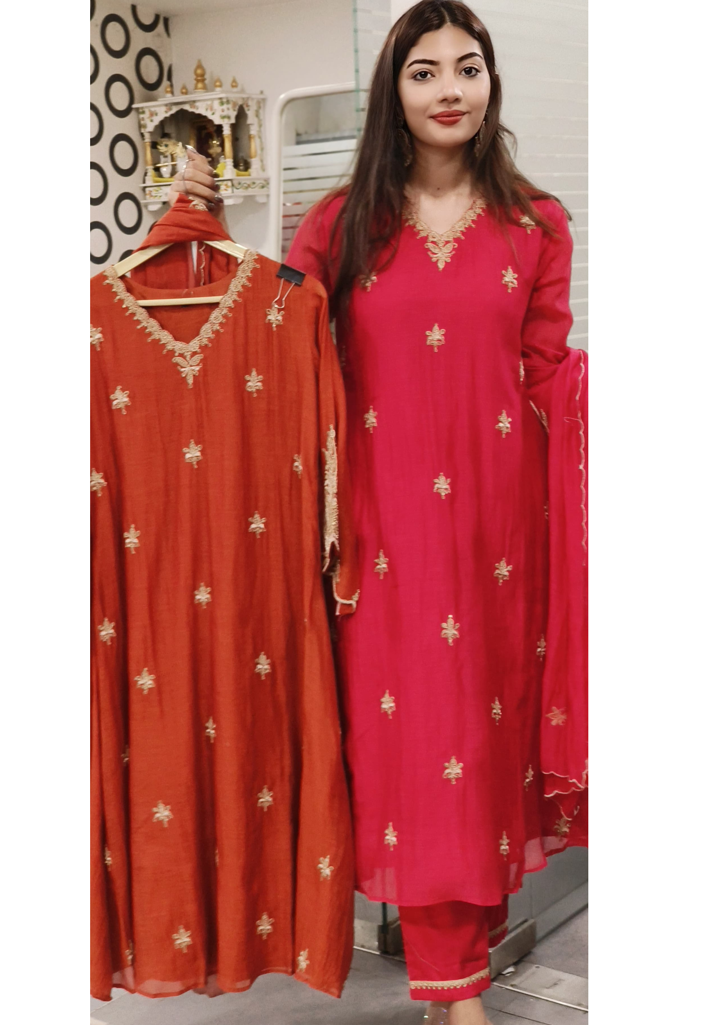 Graceful Mul Chanderi Embroidered A-Line Kurta Set with Matching Pants and Dupatta -9511,9510