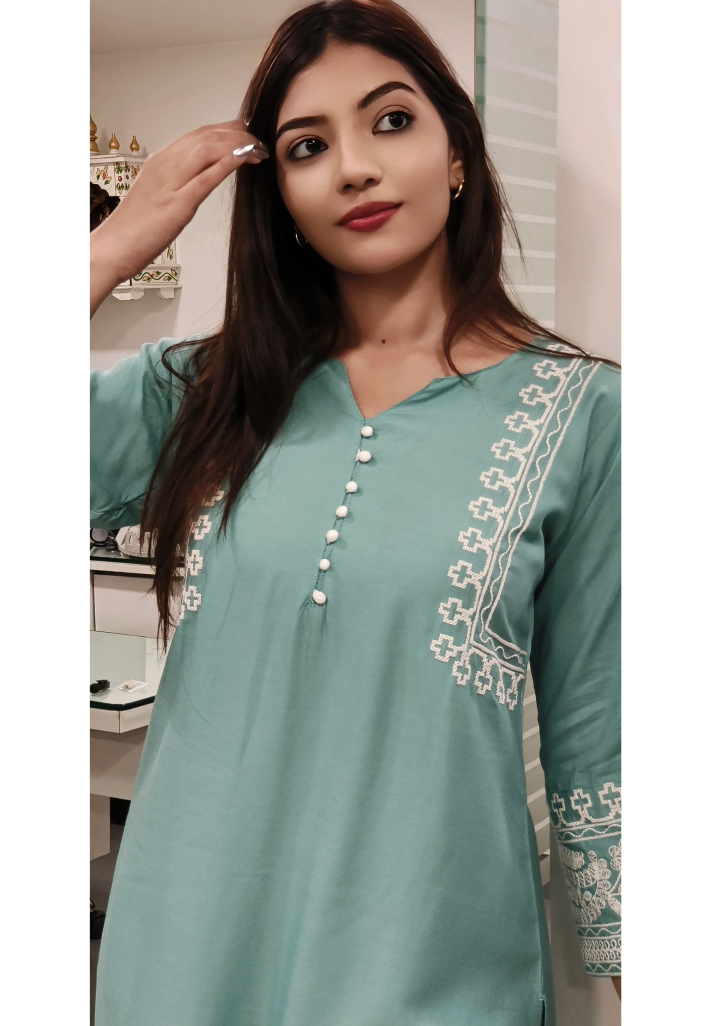 Elegant Thread embroidered Slub Cotton Cord Set-9524,9525,952,9526