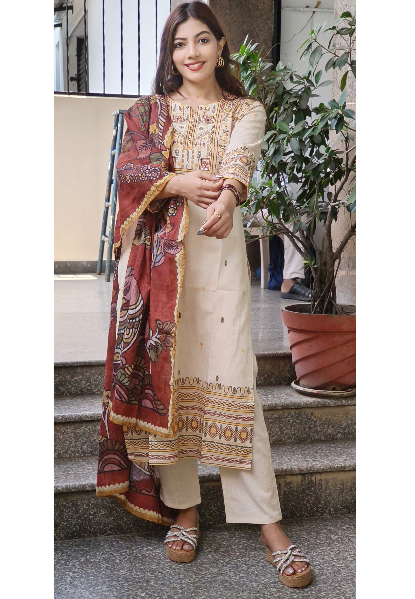 Embroidered Cotton Full Suit Set